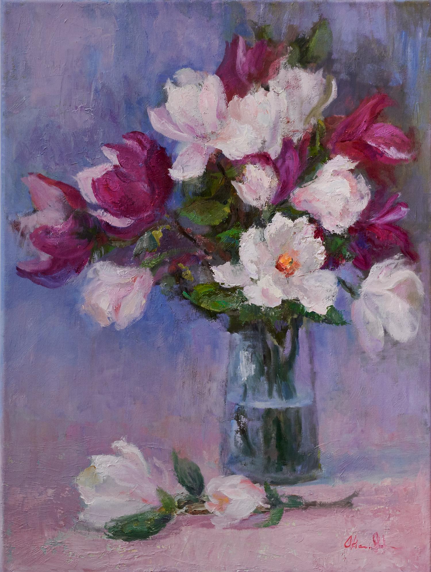 Magnolia Bouquet, Oil Painting - Art by Oksana Johnson
