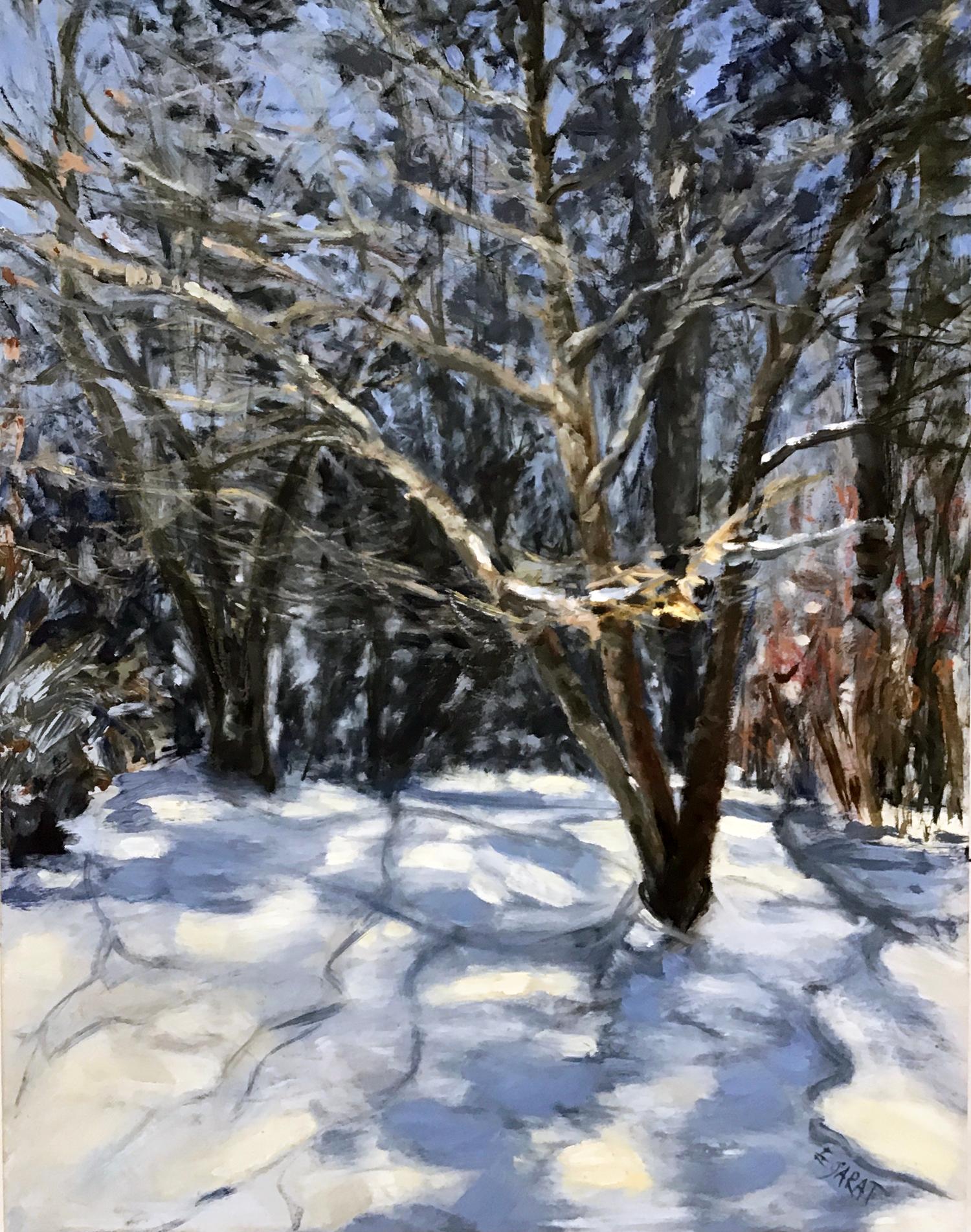 Winter Study, Light and Shadows, Oil Painting