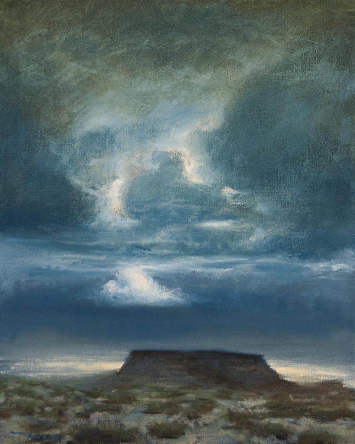 McGarren Flack Landscape Painting - Volcano, Oil Painting
