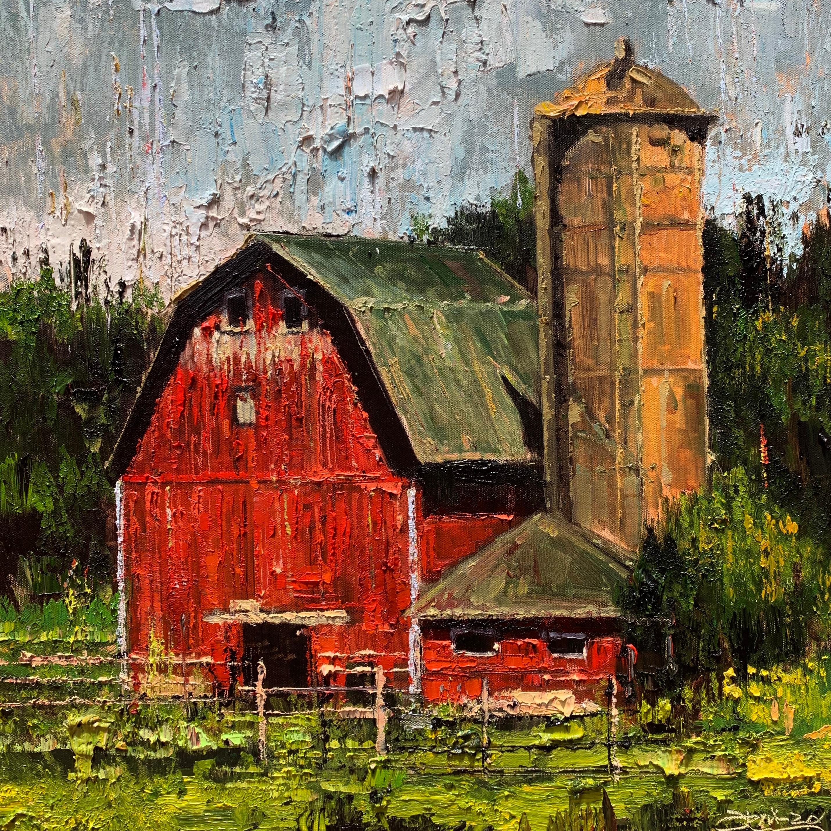 Eric Alfaro Red Barn 04, Oil Painting For Sale at 1stDibs