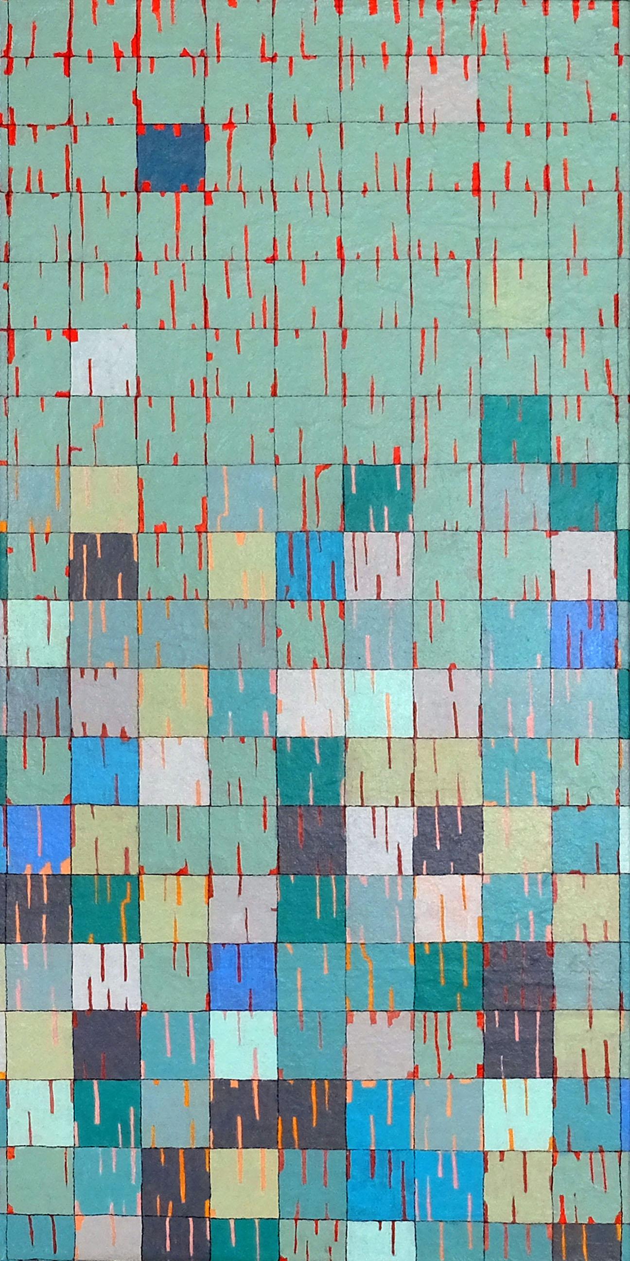 Gridscape: Upper Compartment on the Left, Abstract Painting - Mixed Media Art by Terri Bell