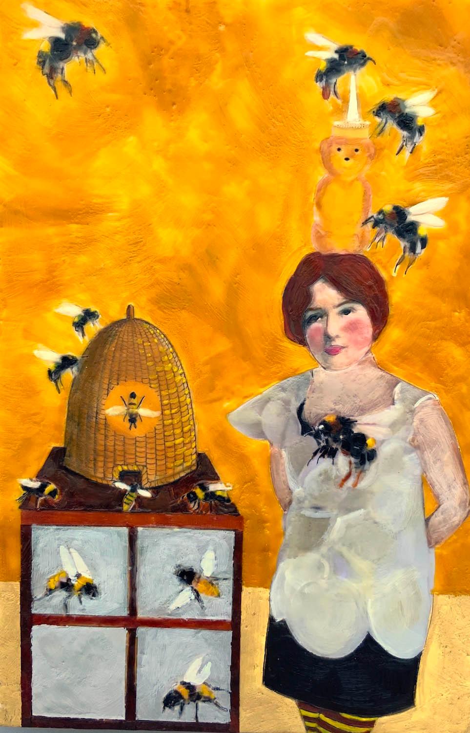 Bee It Ever So Humble, Original Painting - Art by Linda Benenati