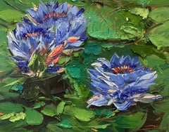 Lilies bleues 03, peinture à l'huile
