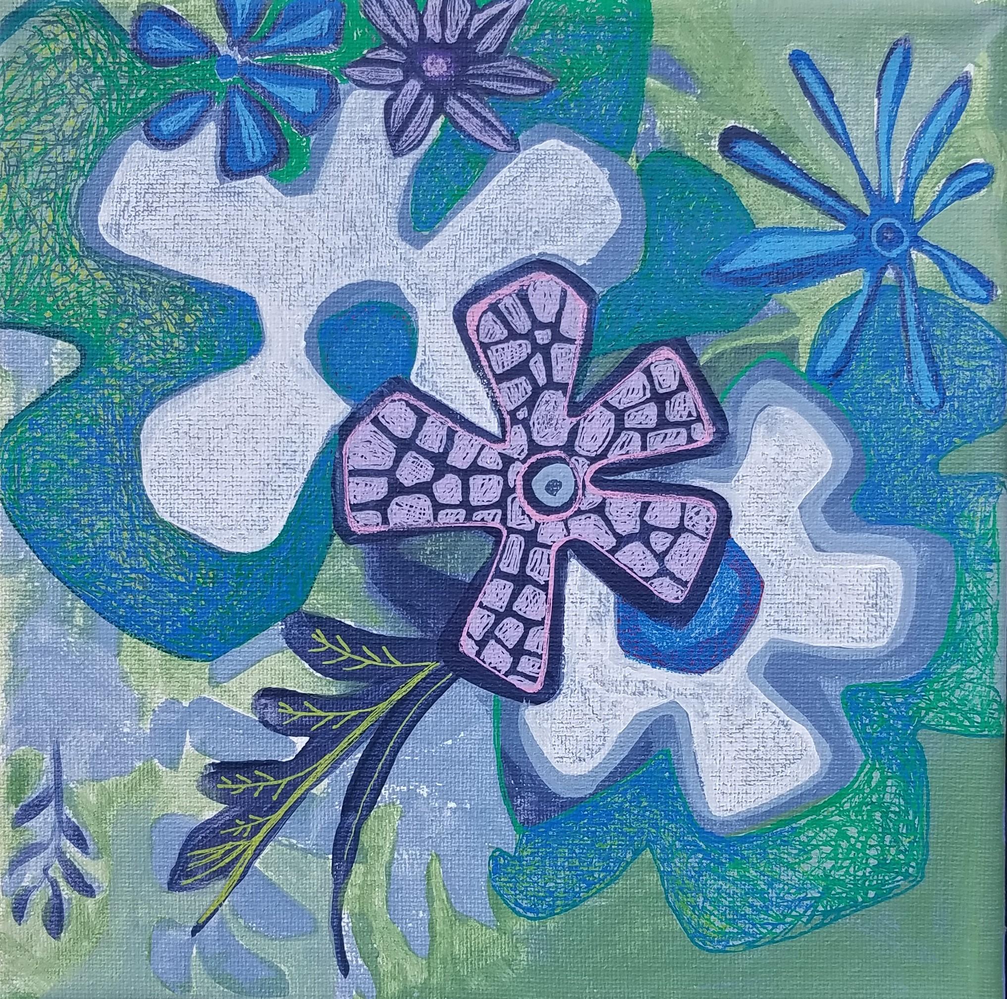 Purple Flower, Original Painting - Art by Diana Elena Chelaru