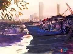 Hong Kong - Fisherman Docking, Original Painting