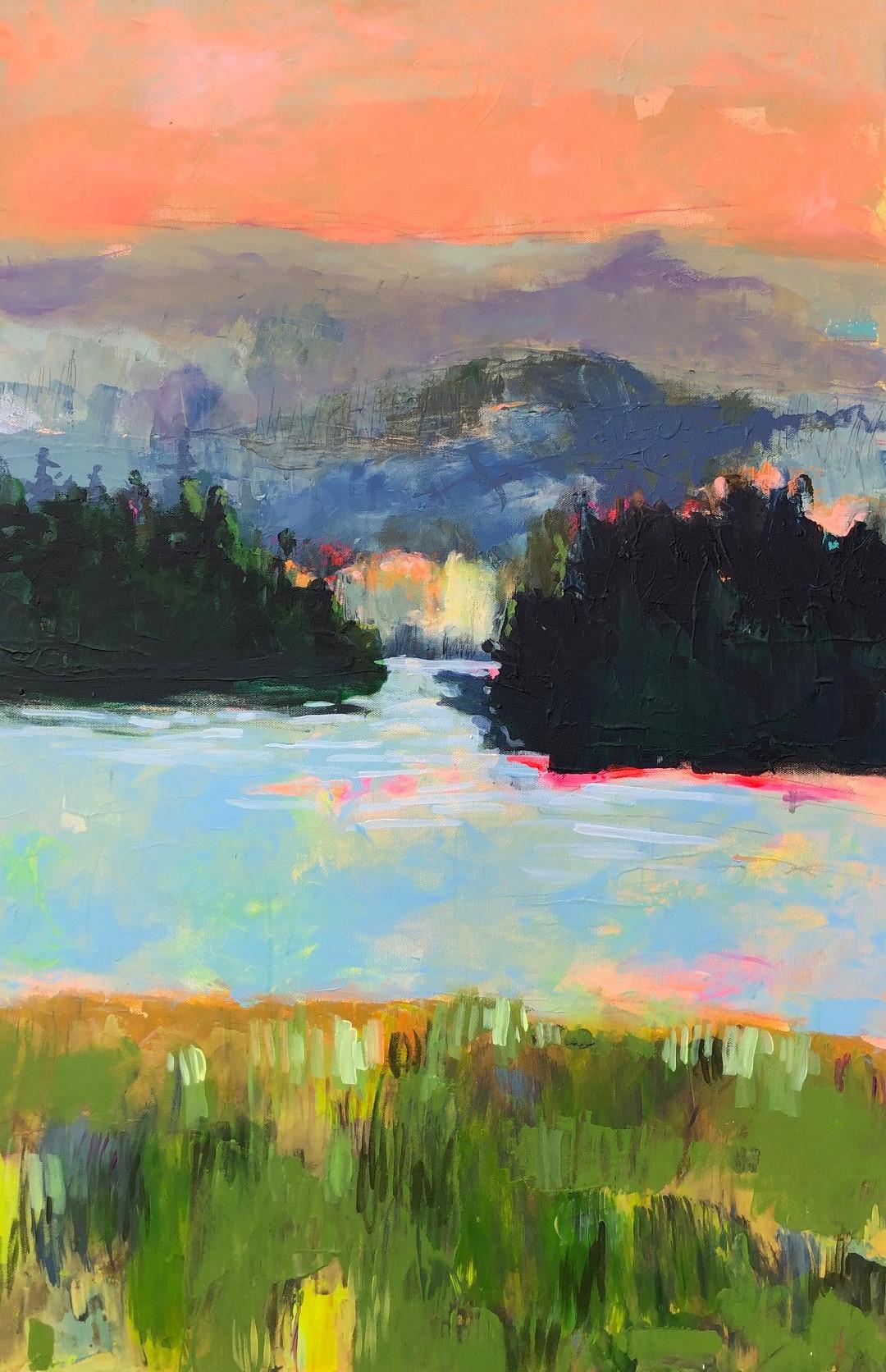 Magical Light Lure of Lake Pines, Original Painting - Art by Rebecca Klementovich