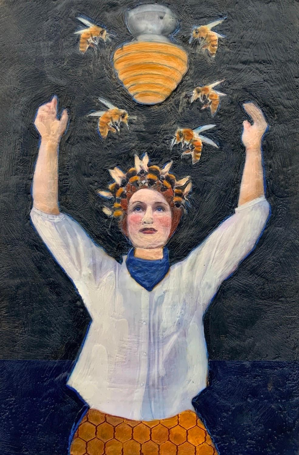 Glory Bee, Original Painting - Art by Linda Benenati