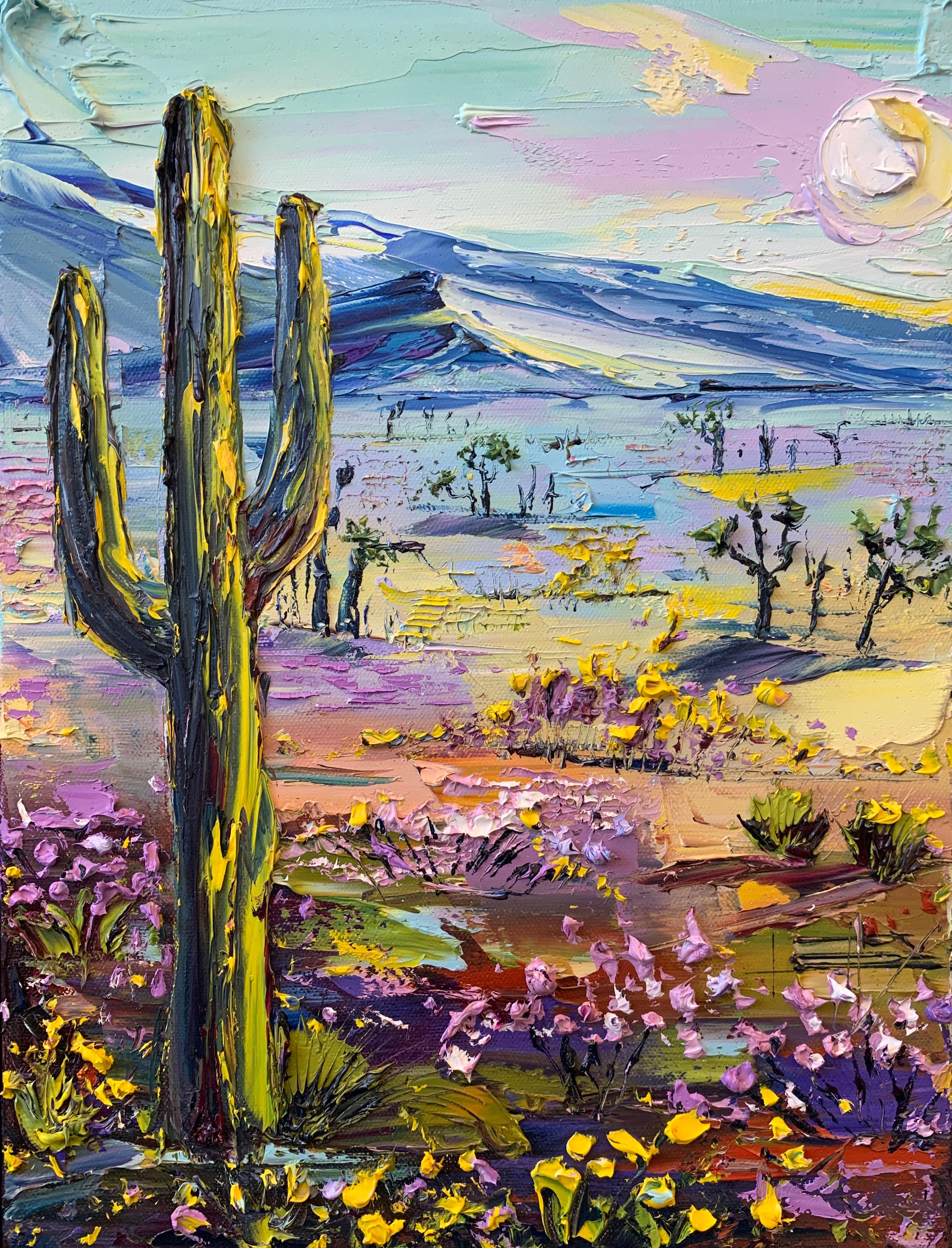 Desert Bloom, Ölgemälde – Art von Lisa Elley