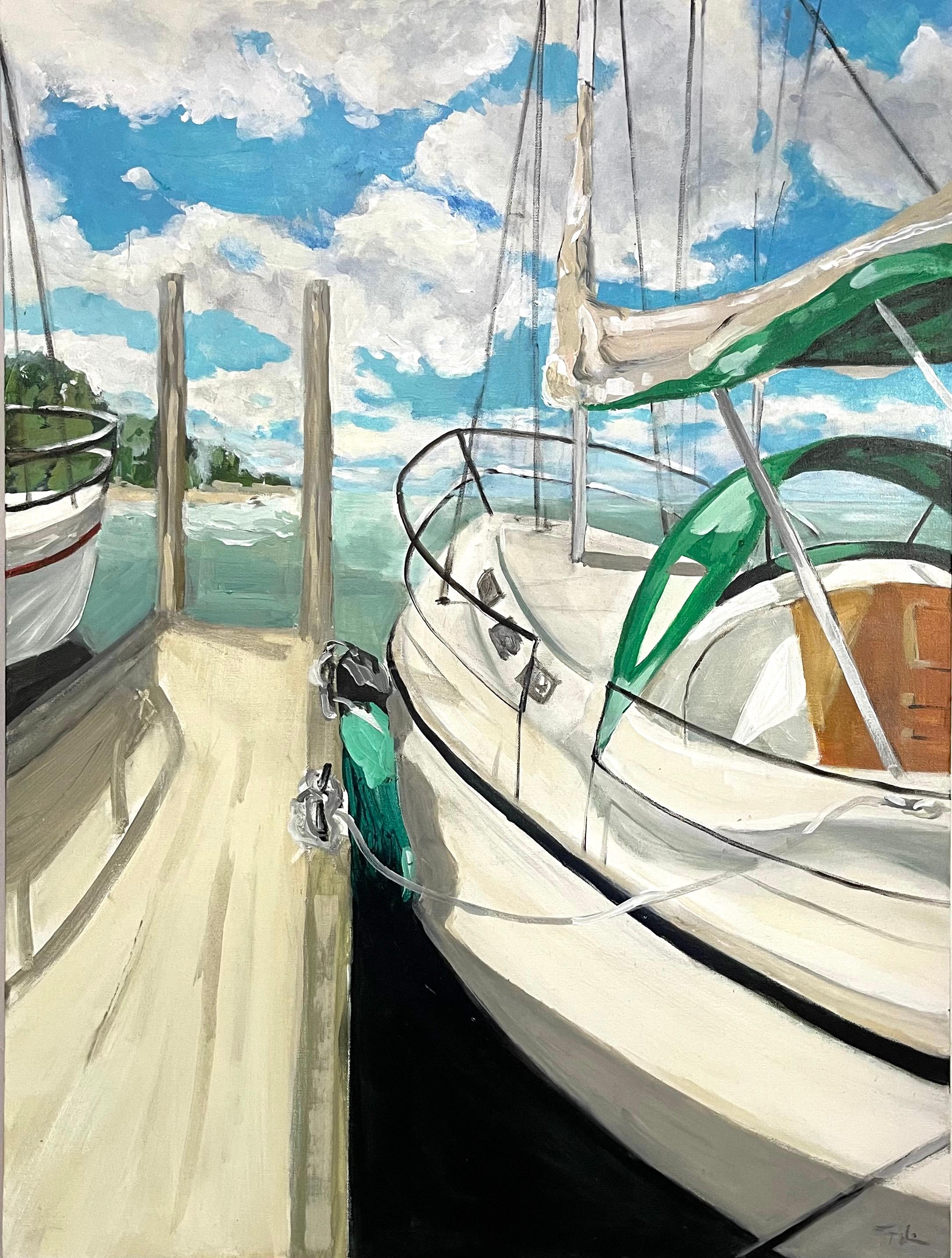Ready for Rails in the Water, Original Painting - Art by Patricia Fabian