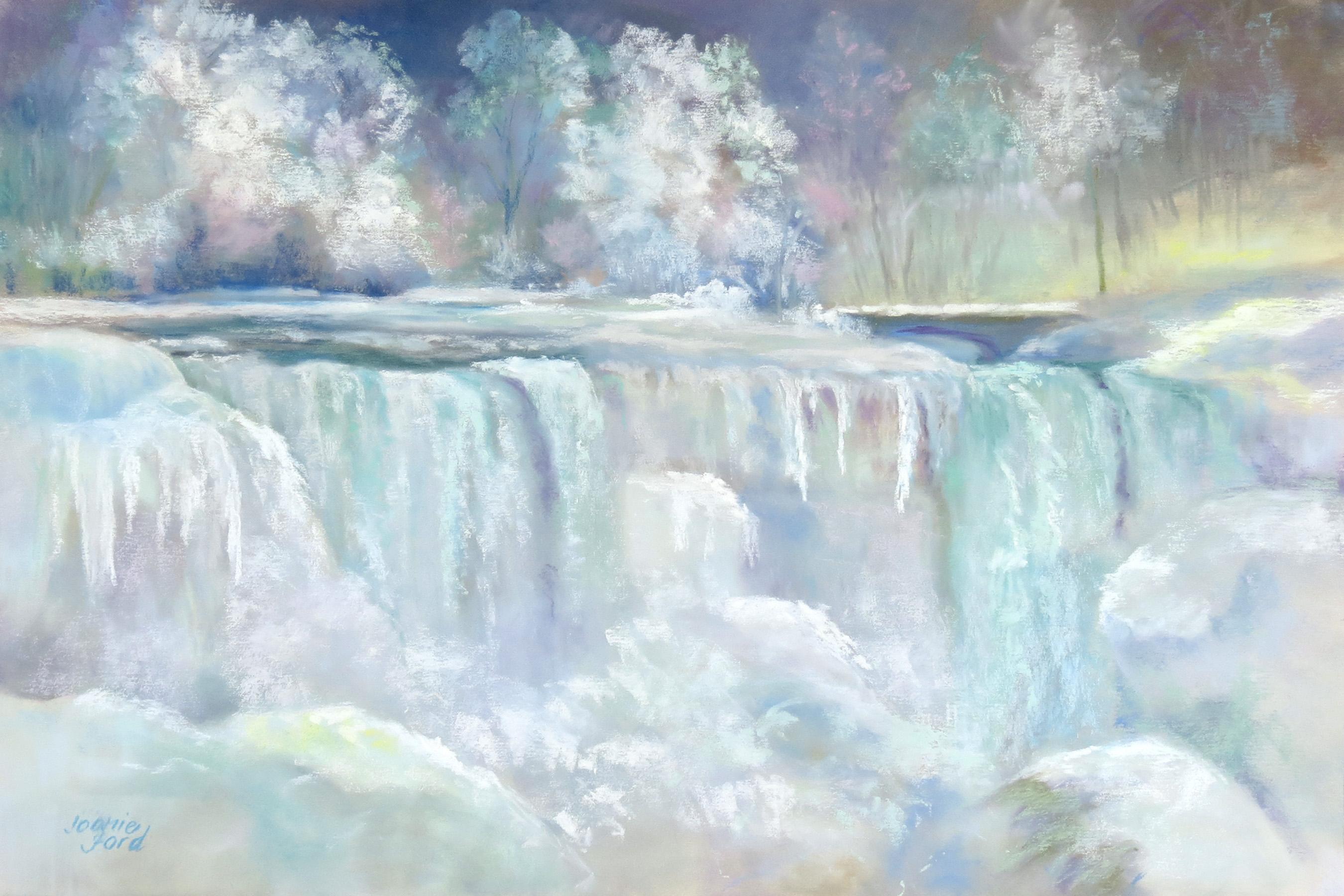 Frozen Niagara, Original Painting - Art by Joanie Ford