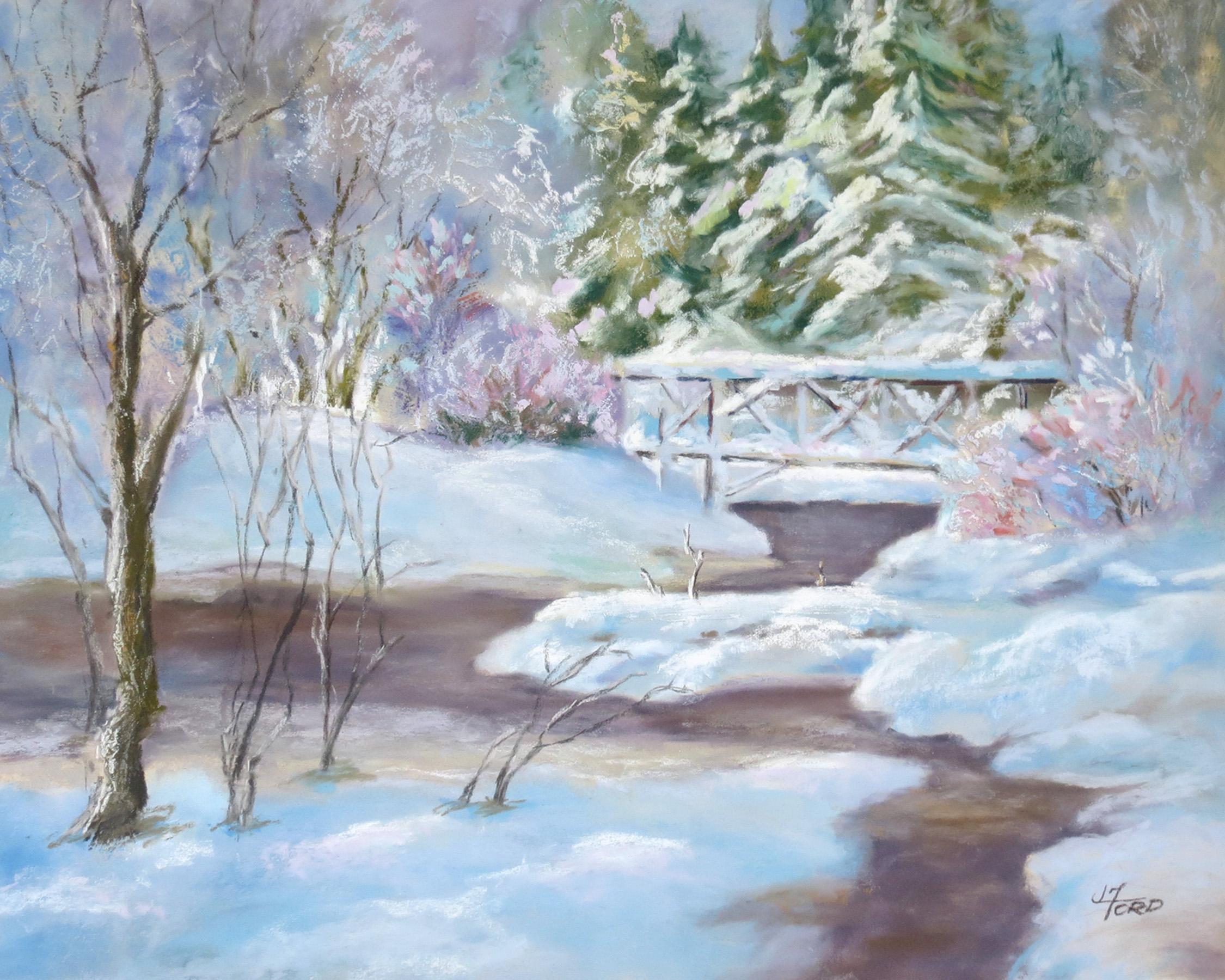 Süßer Schnee am Fluss, Originalgemälde