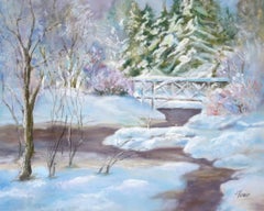 Peinture originale « Fresh Snow by the Creek »