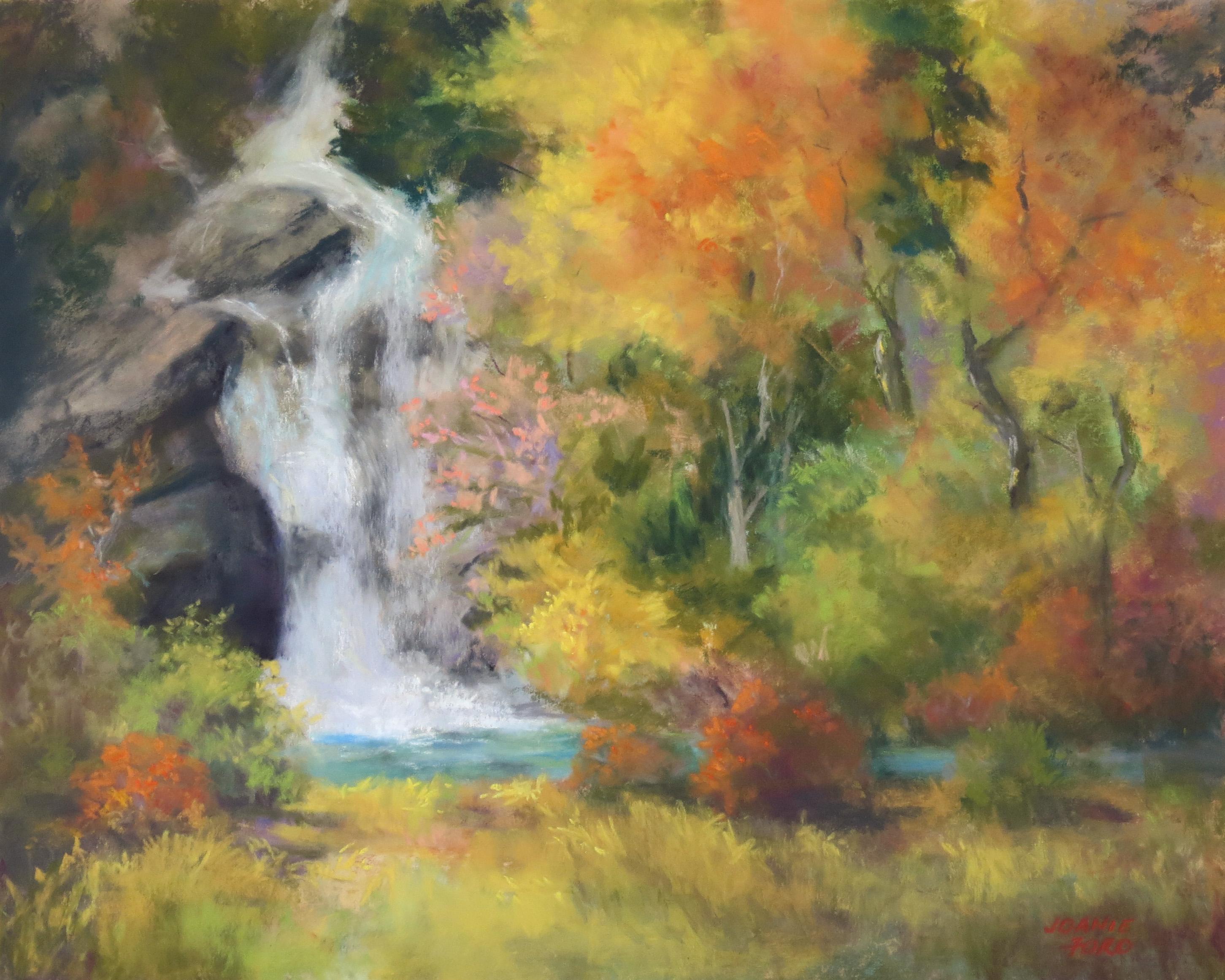 Hidden Forest Falls, Original Painting - Art by Joanie Ford
