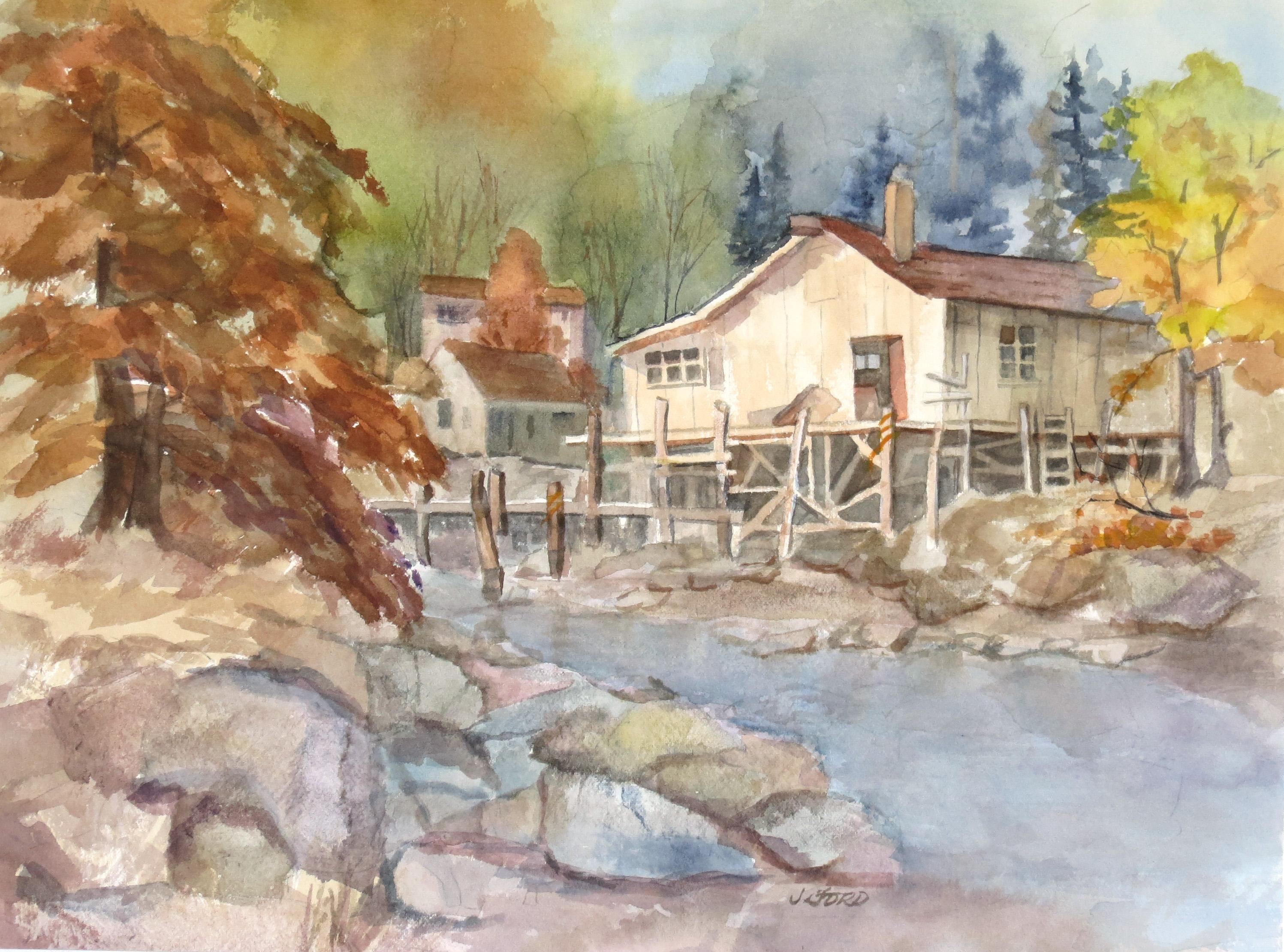 Cabin Hideaway, Original Painting - Art by Joanie Ford