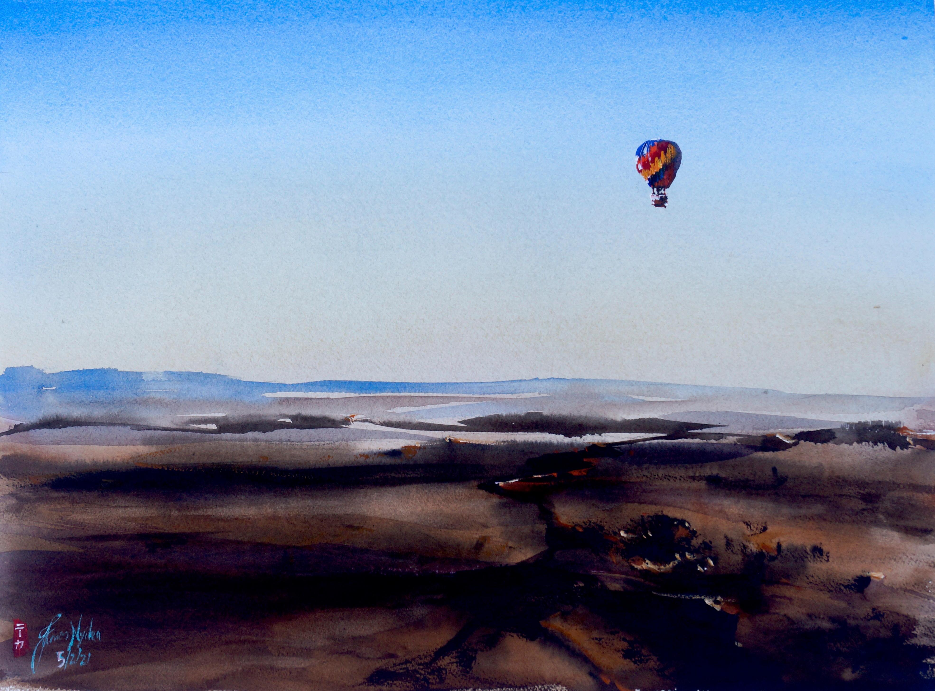 Ballooning, Morocco, Original Painting - Art by James Nyika