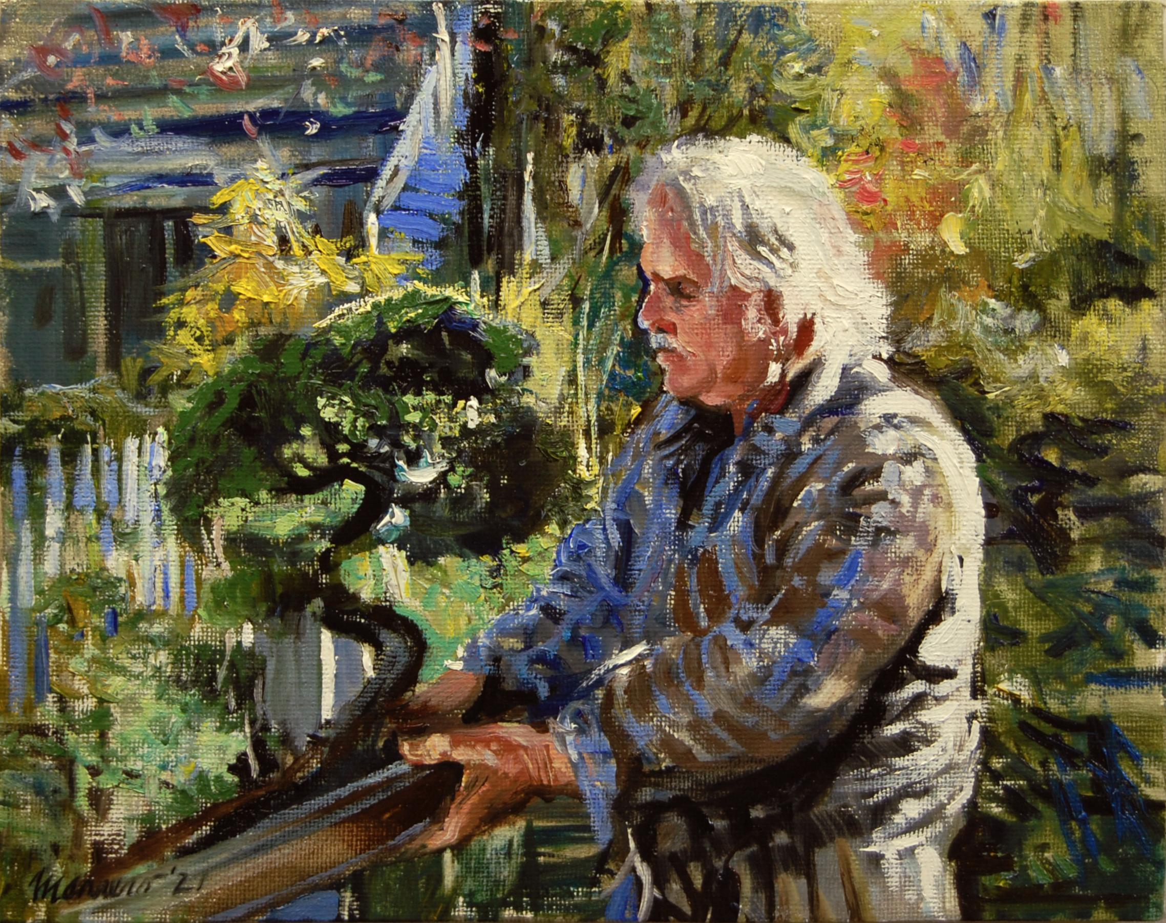 The Bonsai Master, Oil Painting - Art by Onelio Marrero