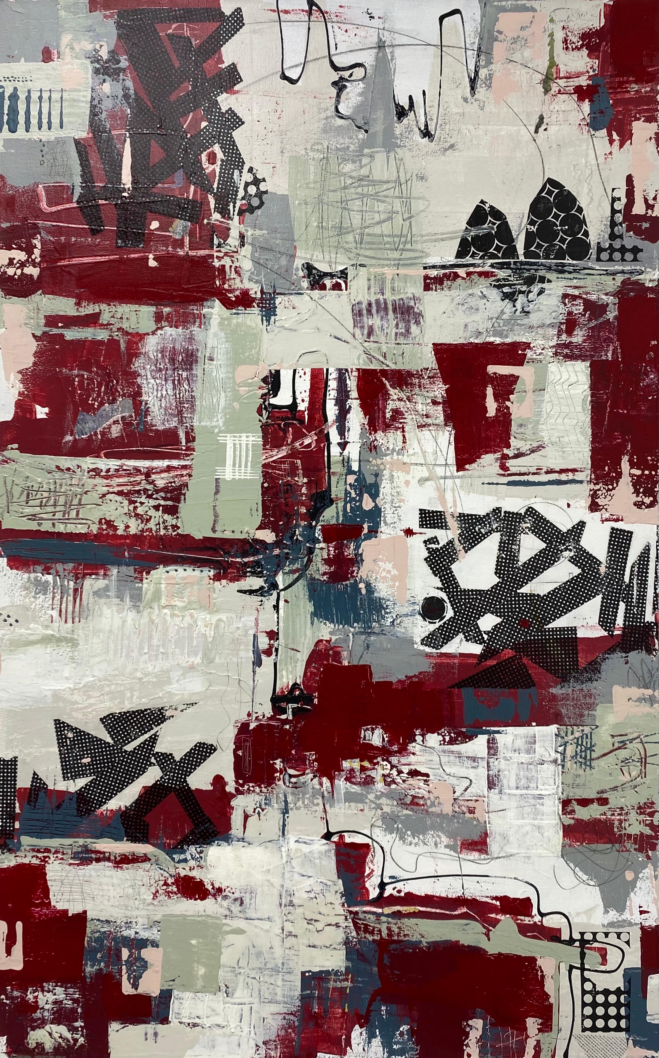 Free Parking, Abstract Painting - Mixed Media Art by Linda Shaffer