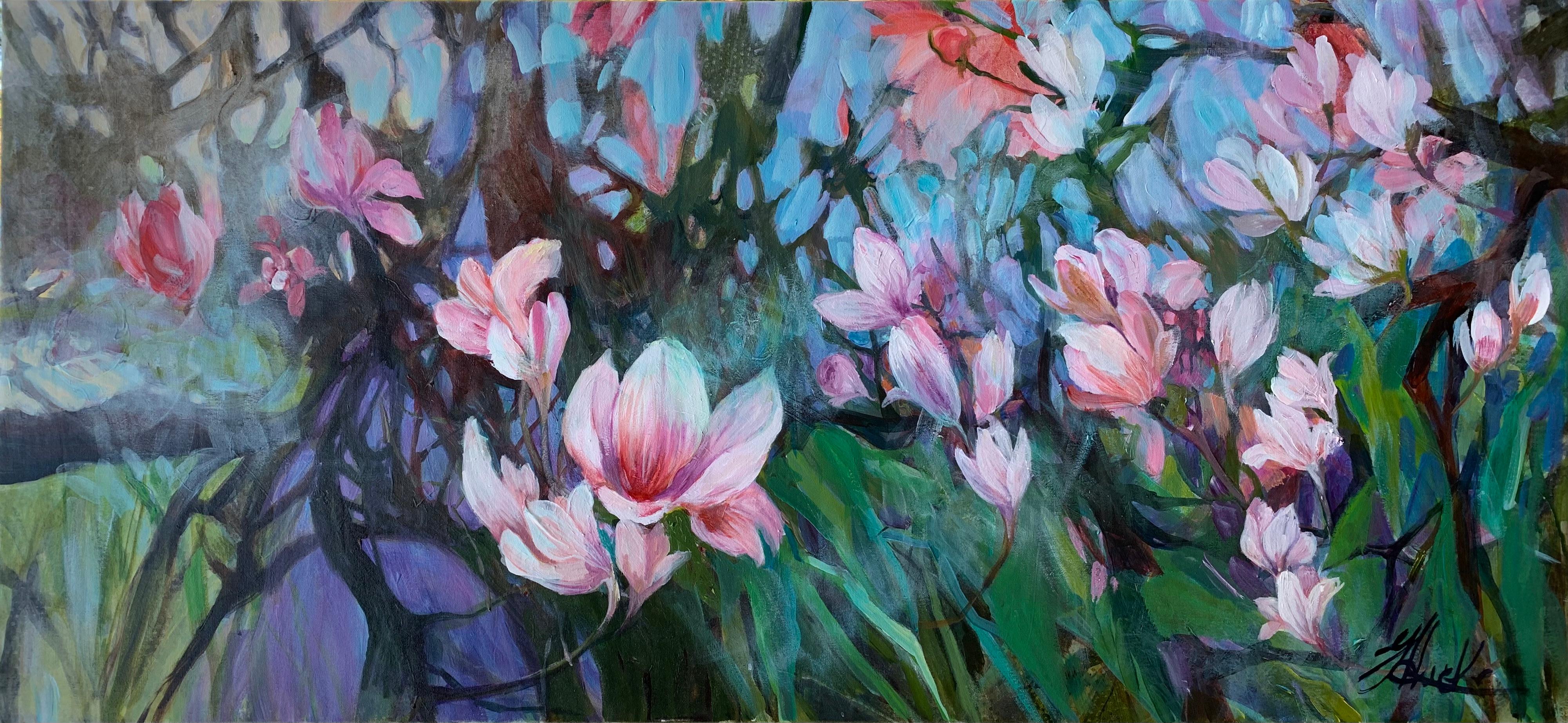Landscape Painting Julia Hacker - Peinture d'origine « In Full Bloom »