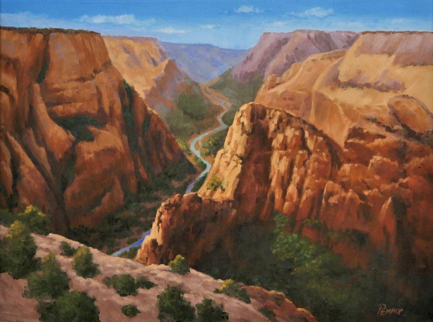 Robert Pennor Landscape Painting - Zion Canyon, Oil Painting