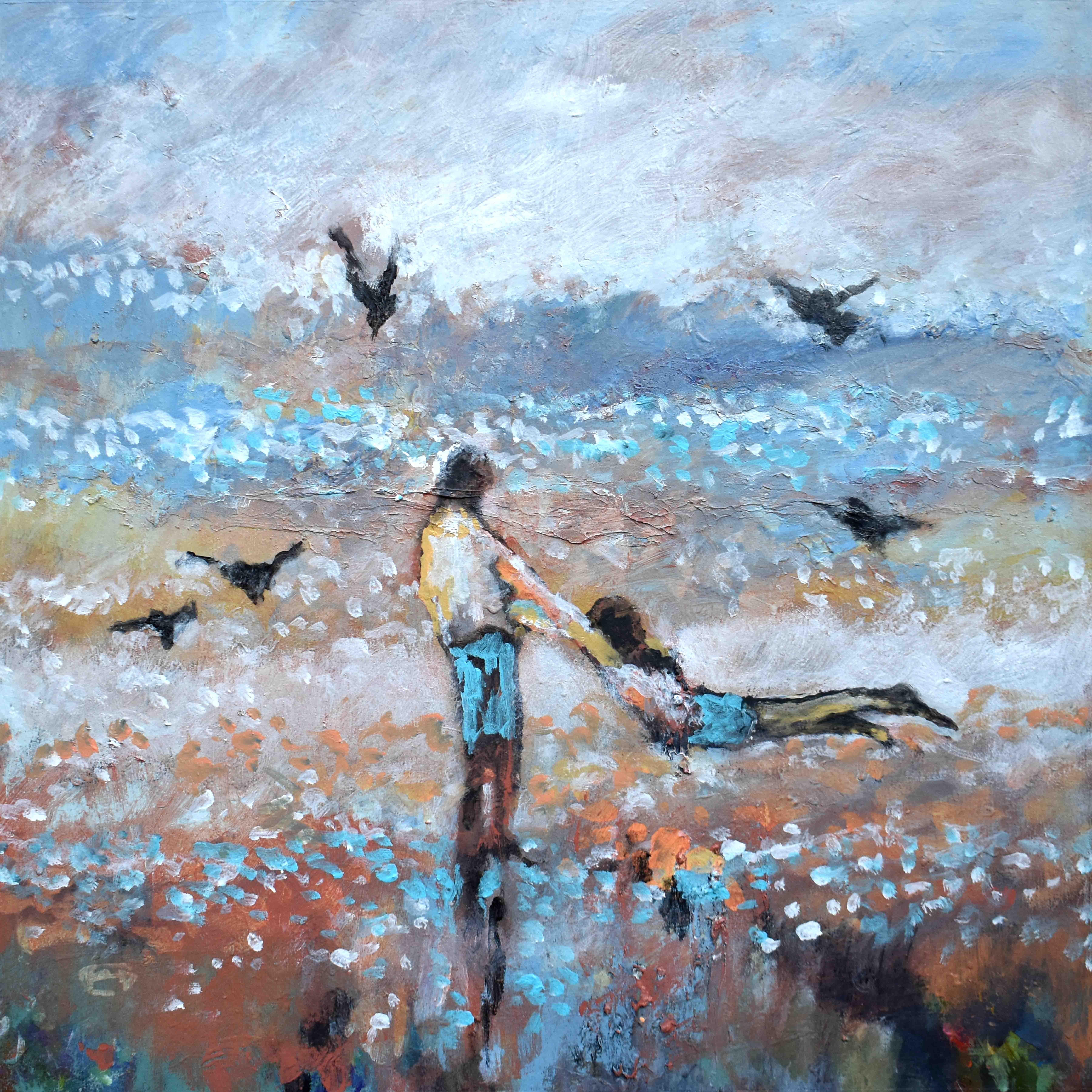 Peinture originale « Flying with the Gulls » (Flying with the Gulls)