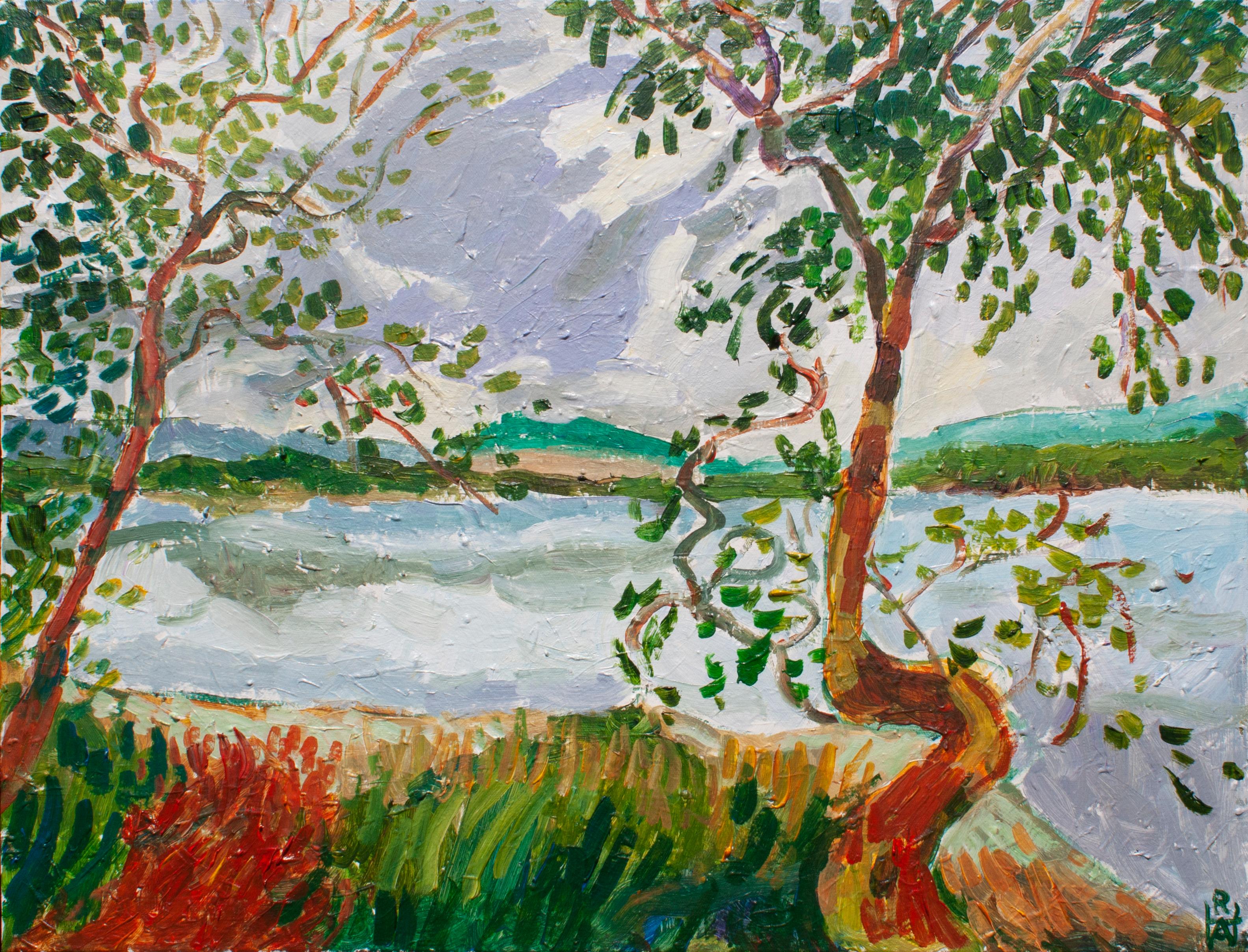 Robert Hofherr Landscape Painting - Windswept Shore, Original Painting