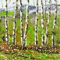 Peinture à l'huile, bouleau d'été