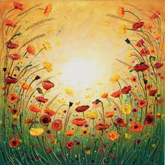 Peinture d'origine « Sunshine Joyous Flowers »