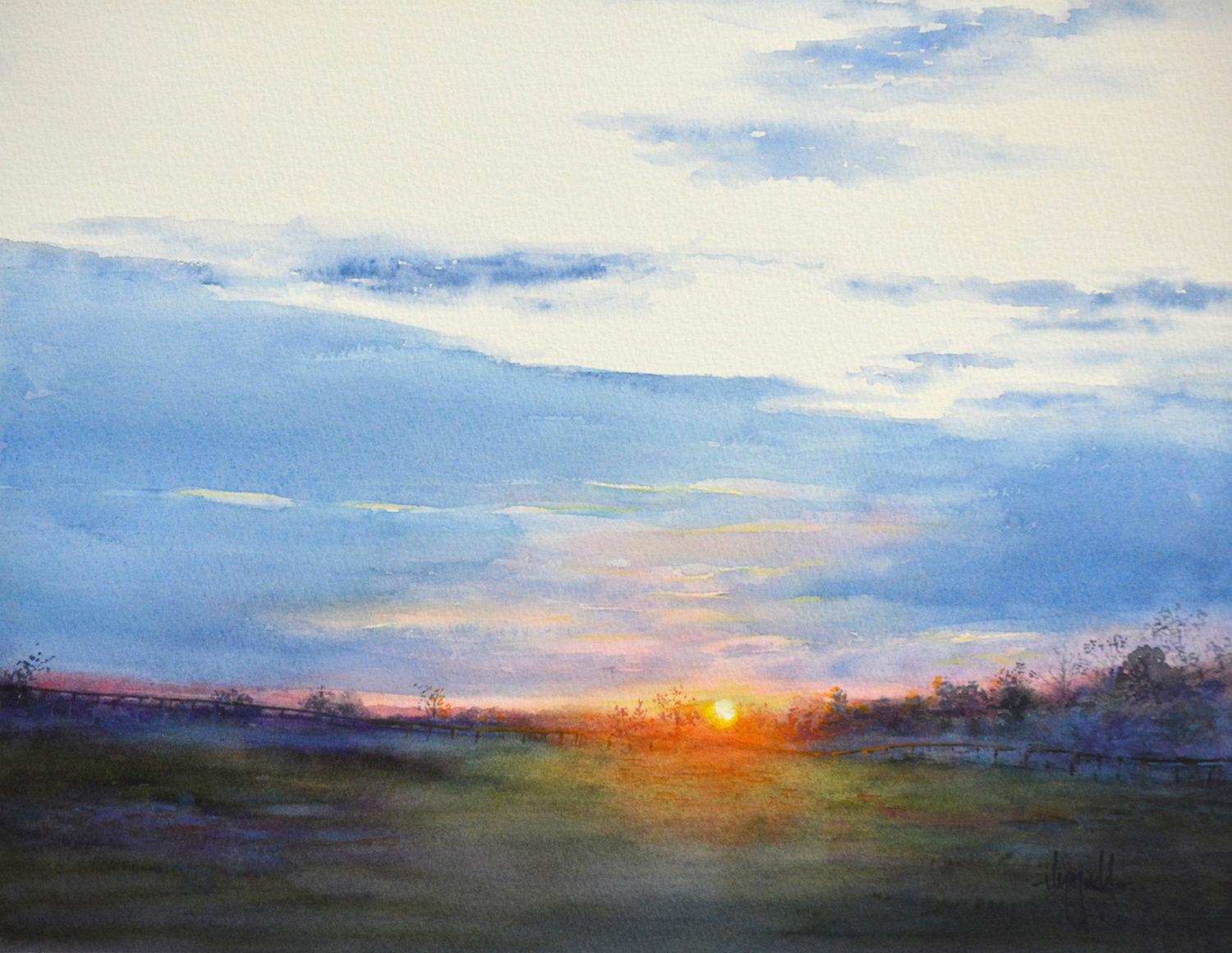 Kentucky Sunset, Original Painting - Art by Judy Mudd