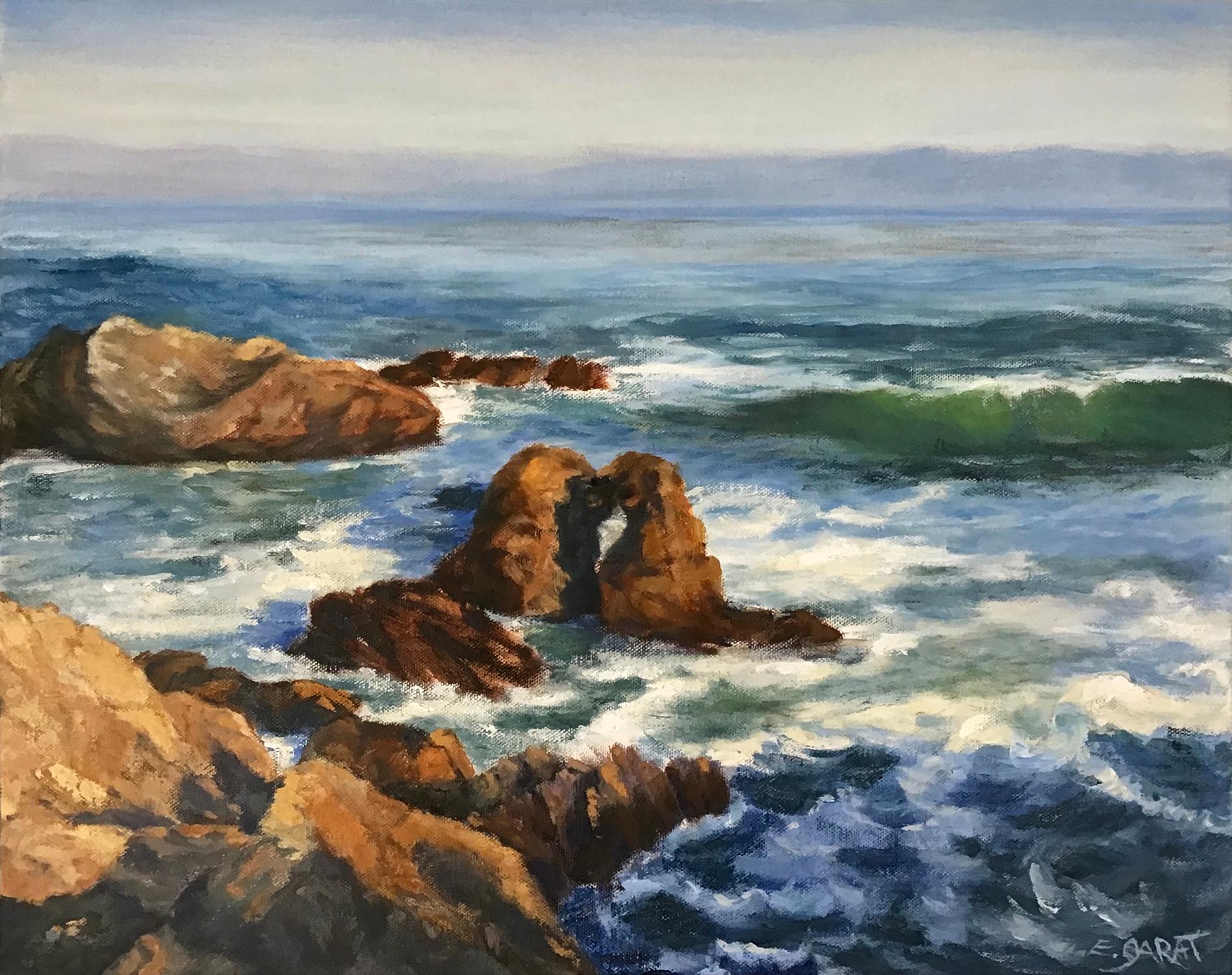 Elizabeth Garat Landscape Painting – Ölgemälde „Ka Cayucos Coastline Nr. 1“, Öl