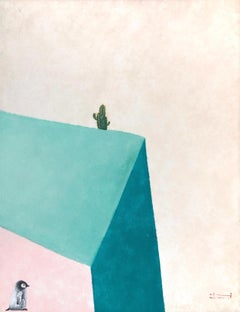 Penguin & Cactus, Original Painting