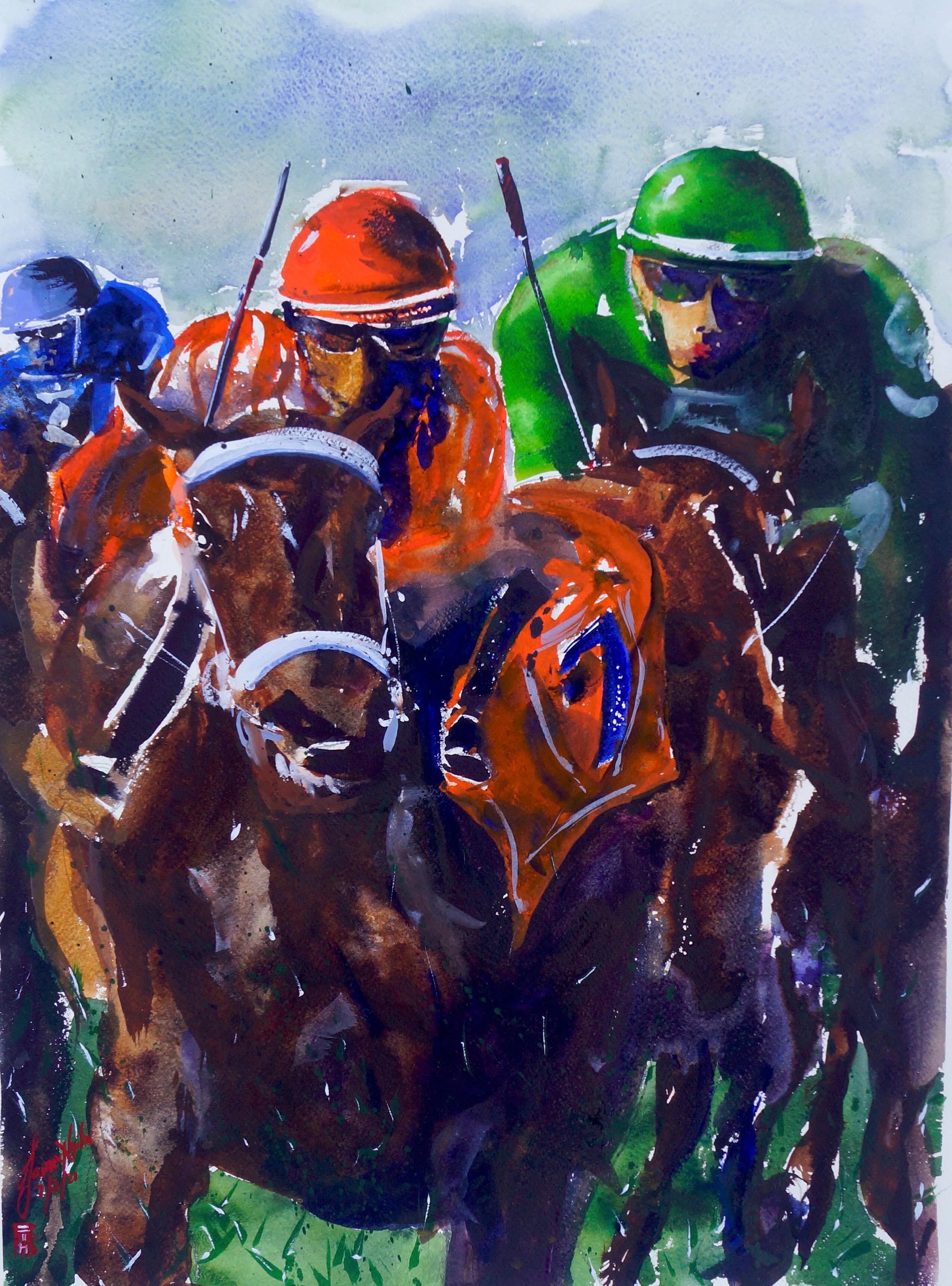 Derby II, Original Painting - Art by James Nyika