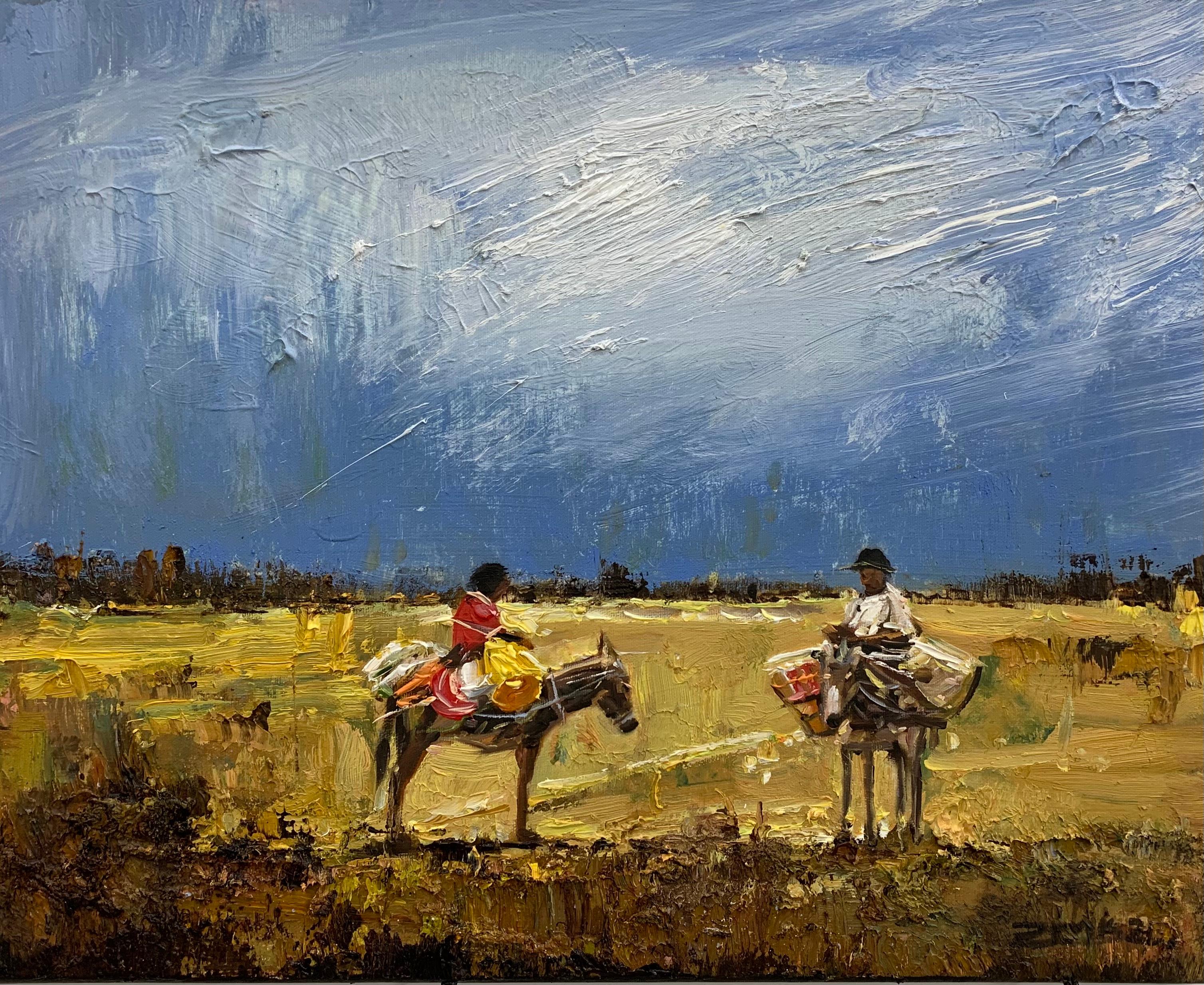 Eric Alfaro Landscape Painting - Meeting in the desert , Oil Painting