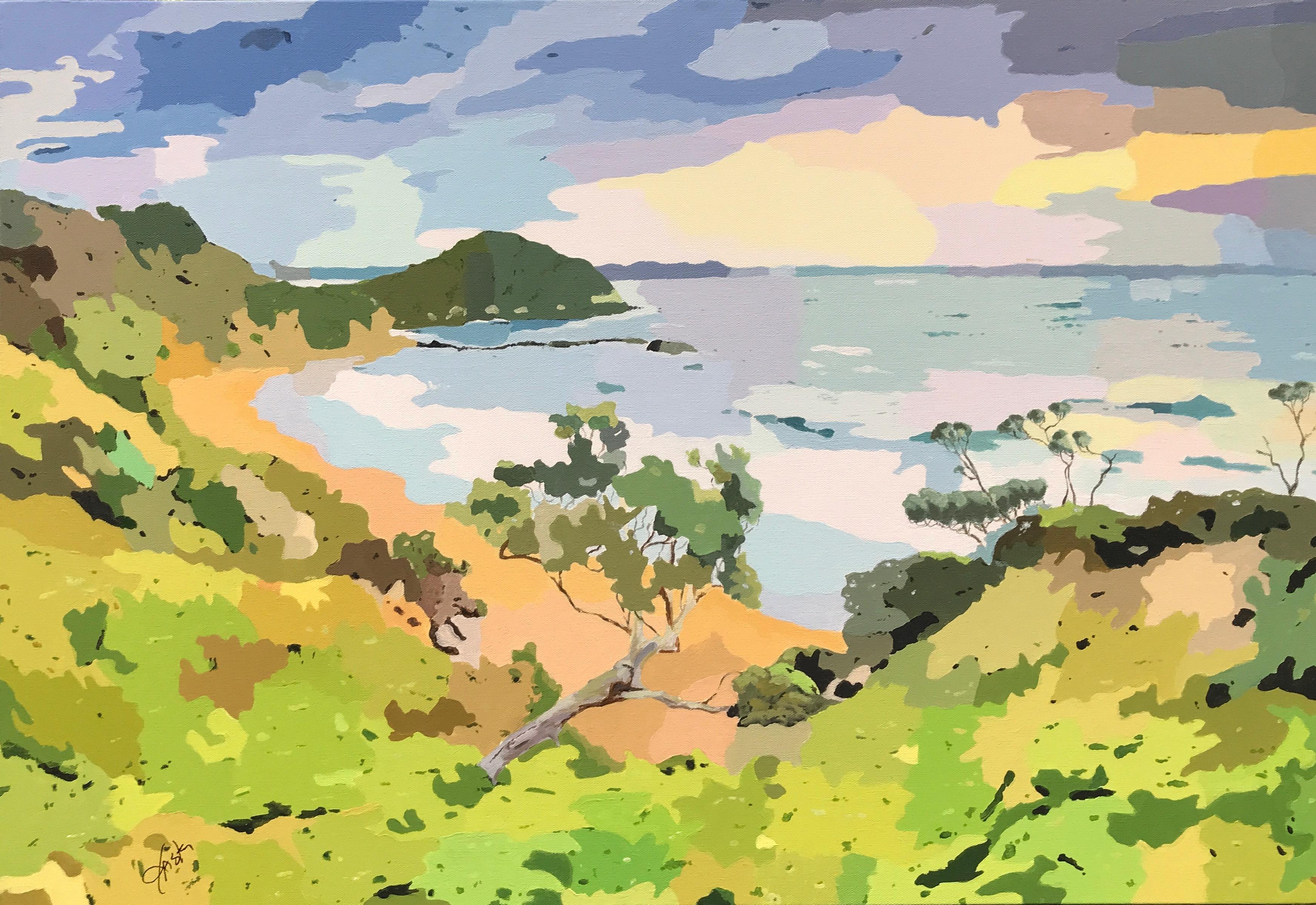 Costal Impressionen – Sonnenuntergang über der Bucht, Originalgemälde