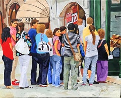 Standing in Line, Original Painting