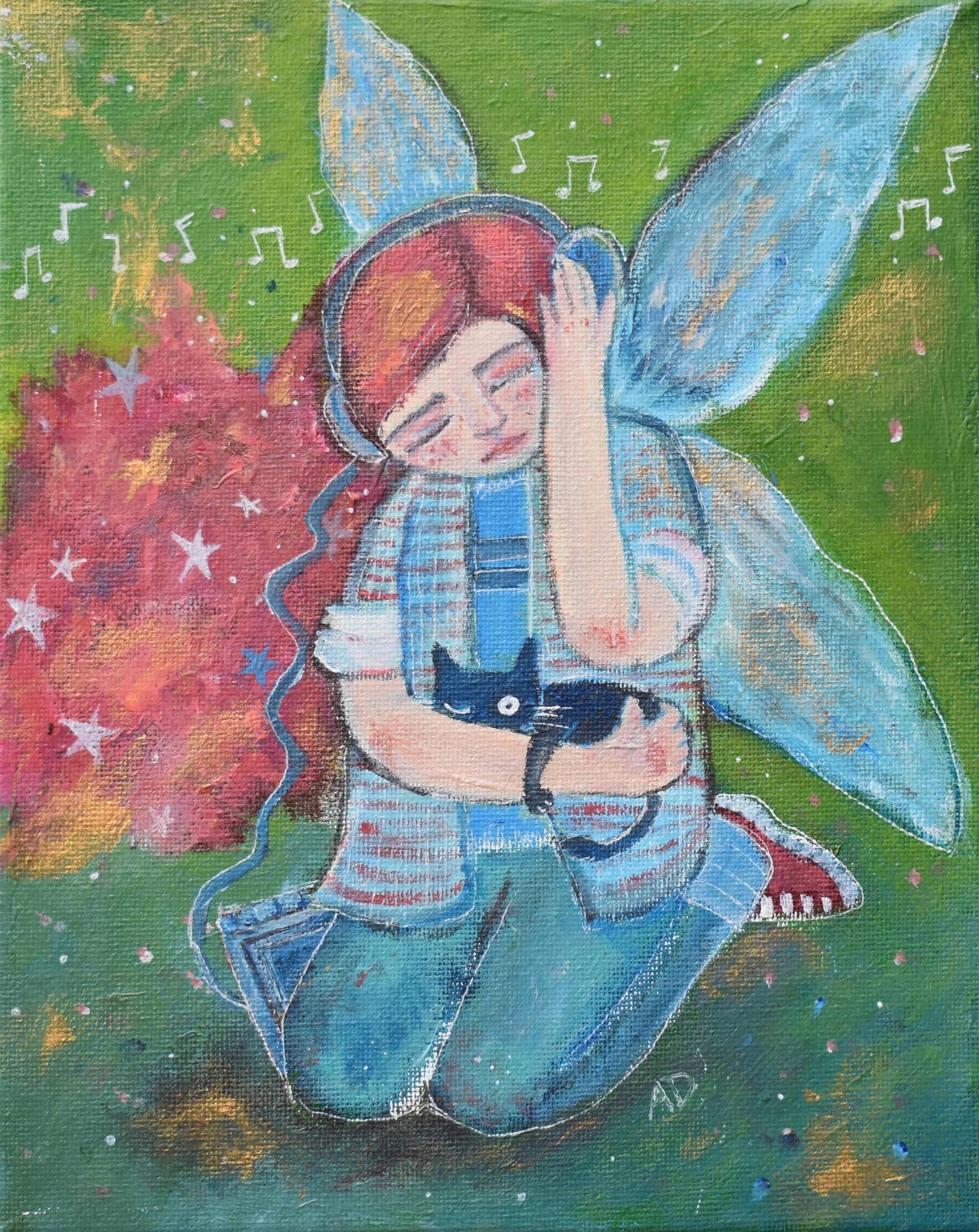 Music Fairy, Original Painting - Art by Andrea Doss