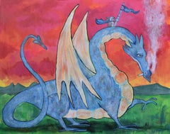 Avventure con un drago, dipinto originale