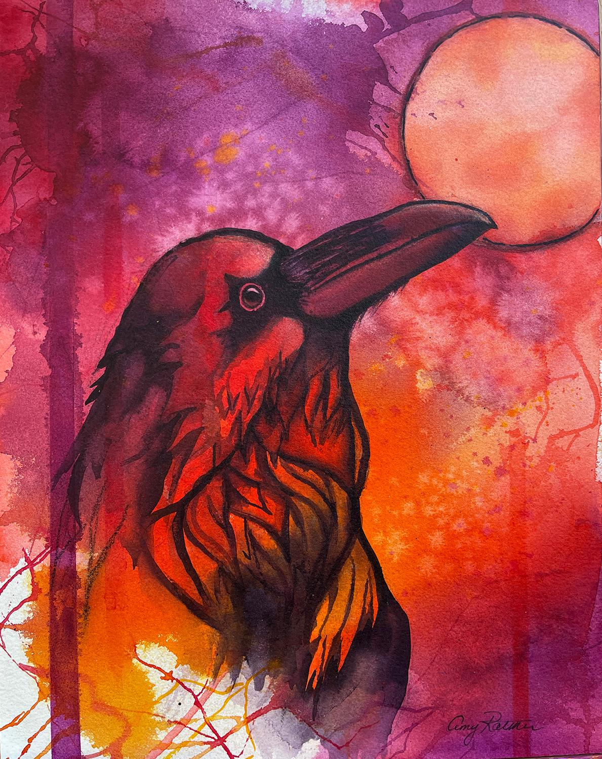 Autumn Crow, Original Painting - Art by Amy Rattner