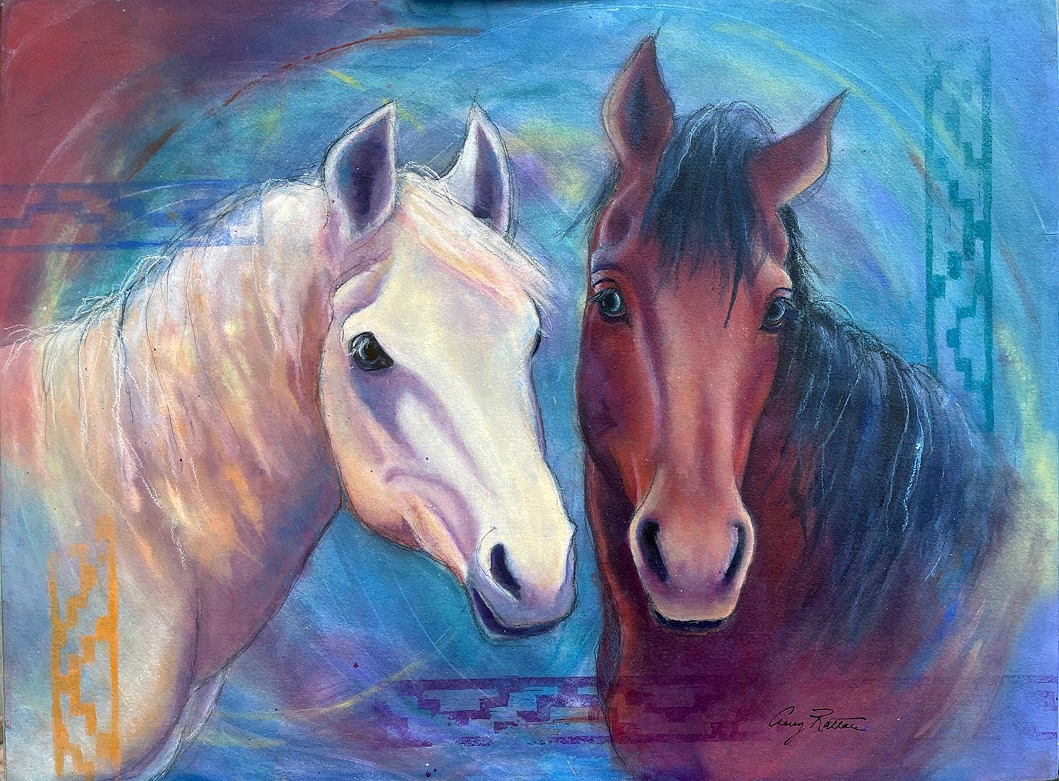 Standing Together, Original Painting - Art by Amy Rattner