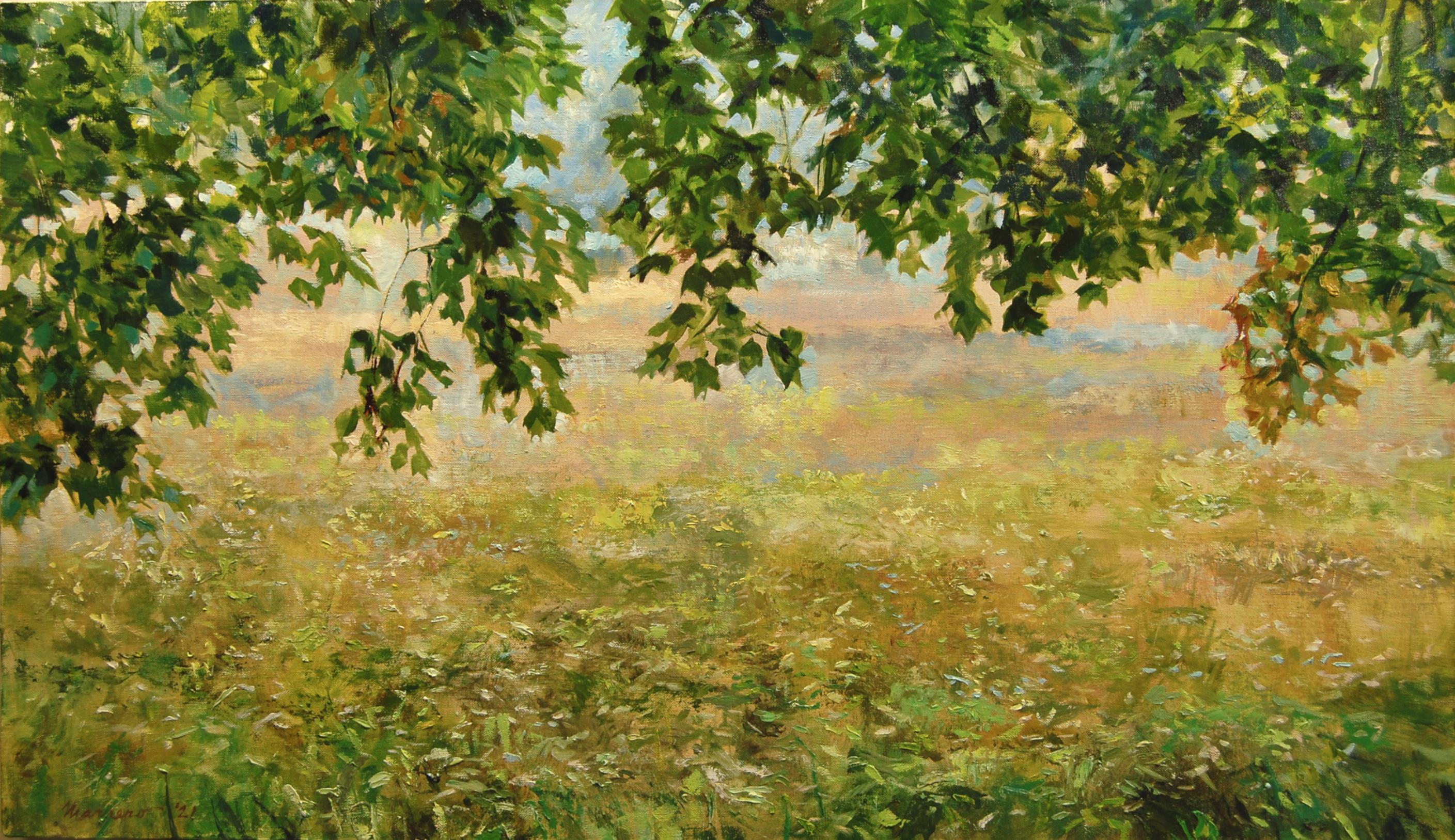 Onelio Marrero Landscape Painting - Under the Trident Maple, Oil Painting