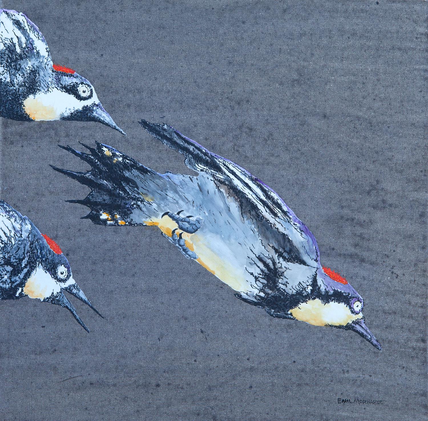 Diving Woodpeckers, Original Painting