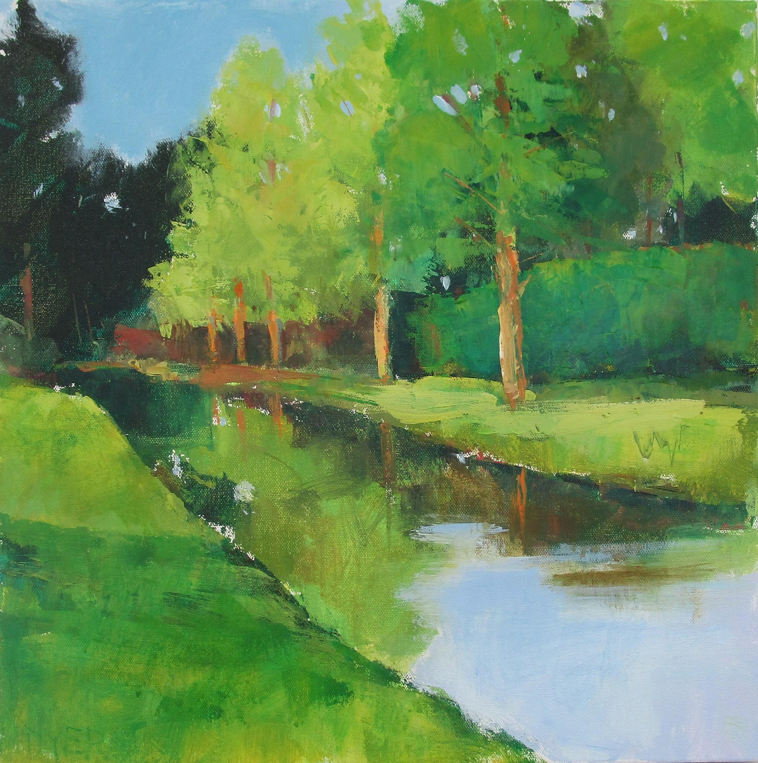 Janet Dyer Landscape Painting - French Canal, Original Painting