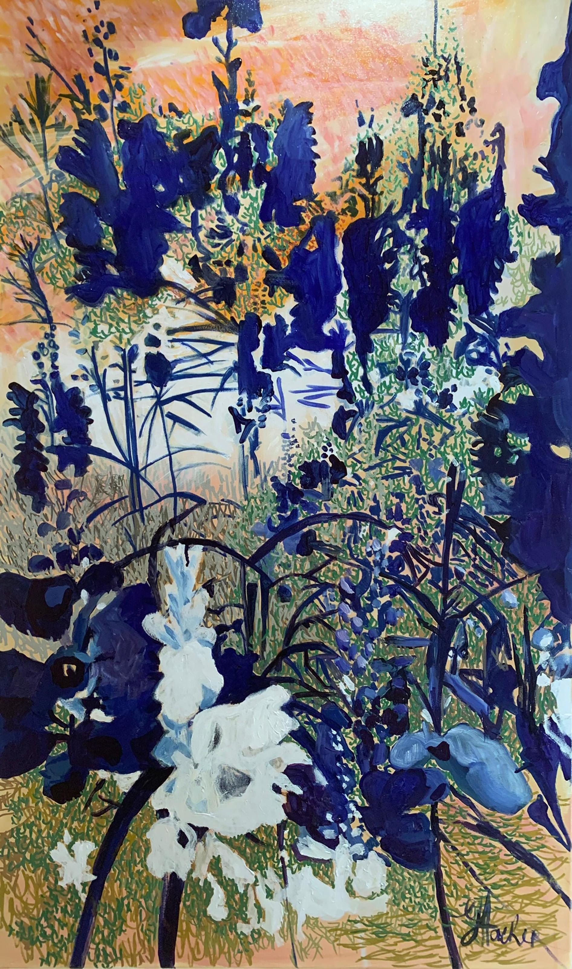 Julia Hacker Still-Life Painting - Wild Flower Field, Original Painting