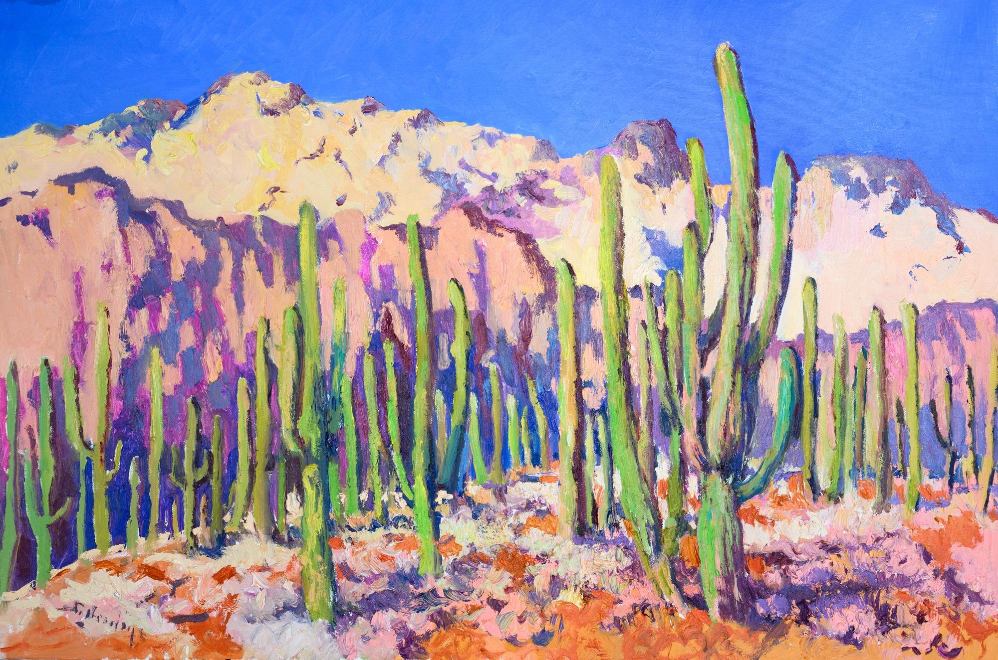 Suren Nersisyan Landscape Painting - The Land of Saguaro Cactuses, Oil Painting