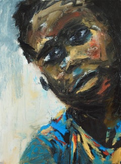 Boy in Blue Stripe Shirt, Oil Painting