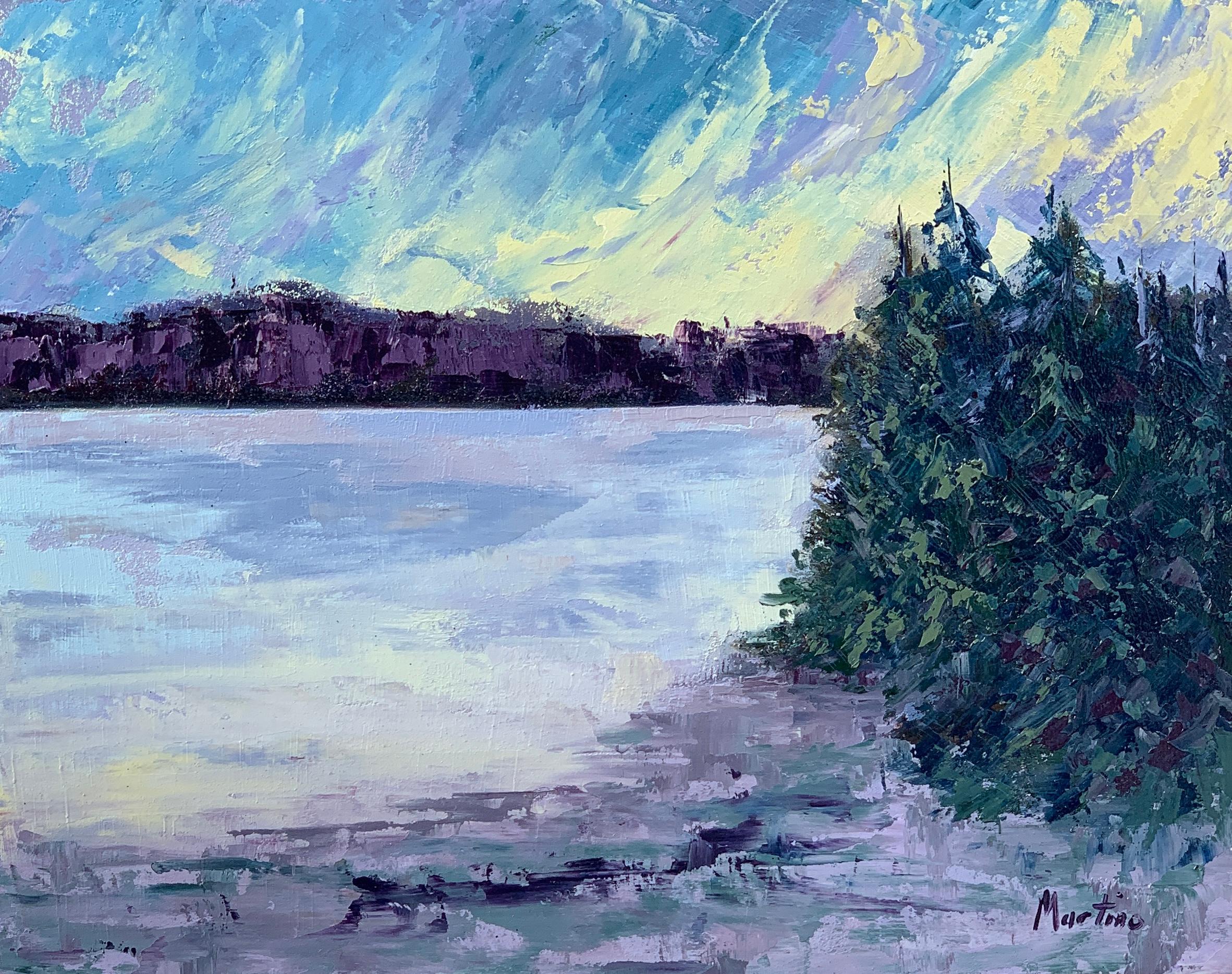 Paula Martino Landscape Painting - Lake Placid, Oil Painting