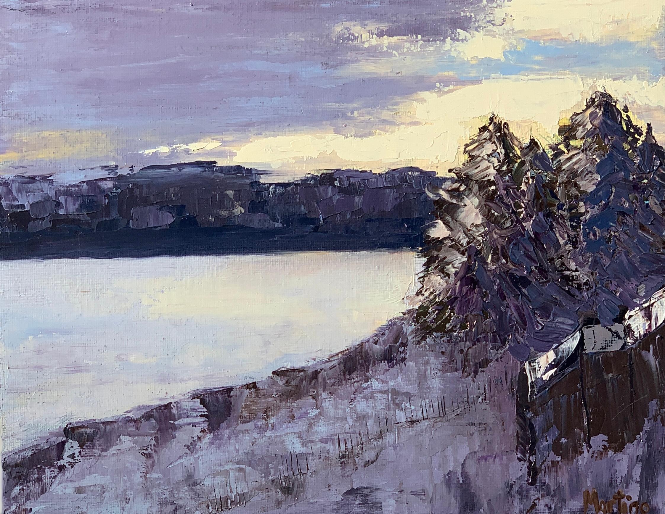 Paula Martino Landscape Painting - Lavender Lake, Oil Painting