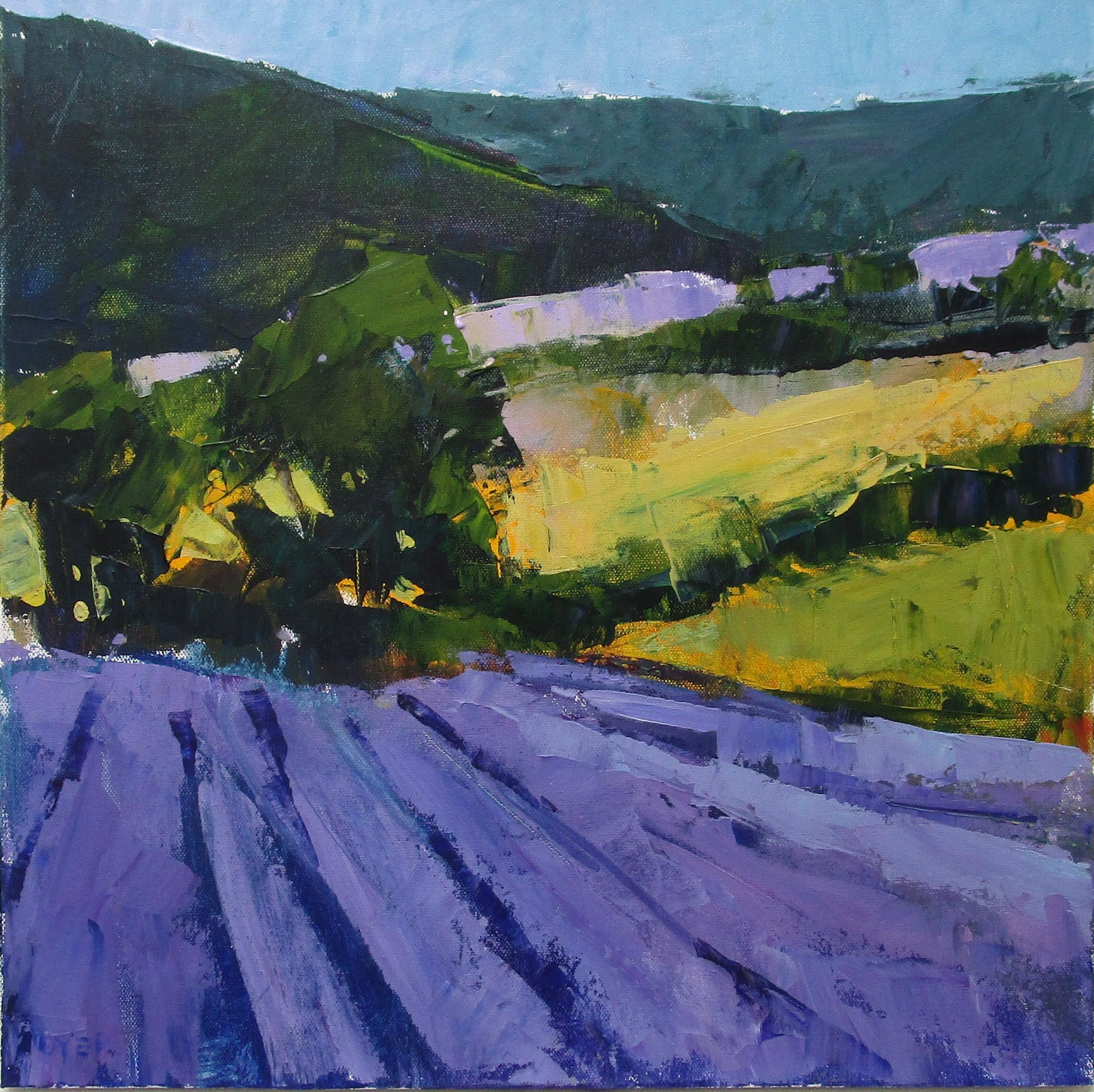 Lavender Field by Mountains, Provence, Original Painting