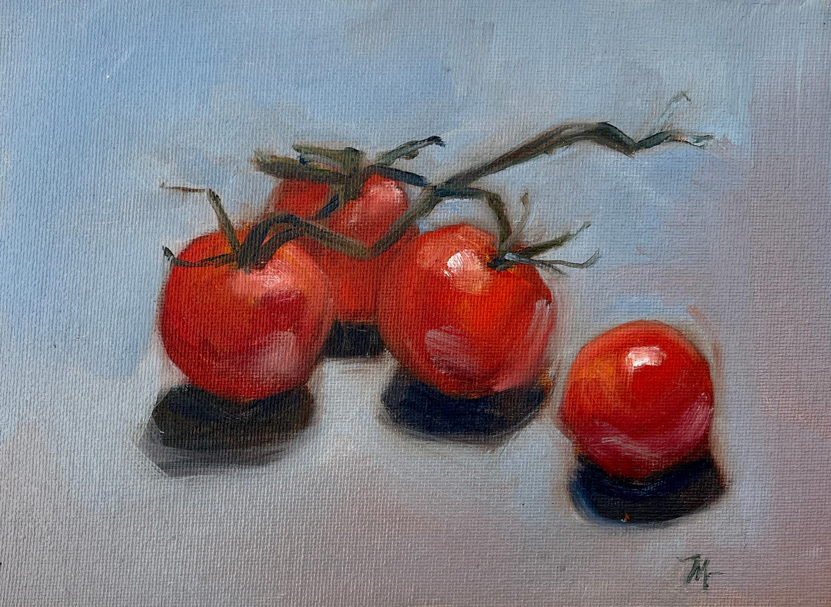 Cherry Tomatoes on the Vine, Oil Painting - Art by Malia Pettit