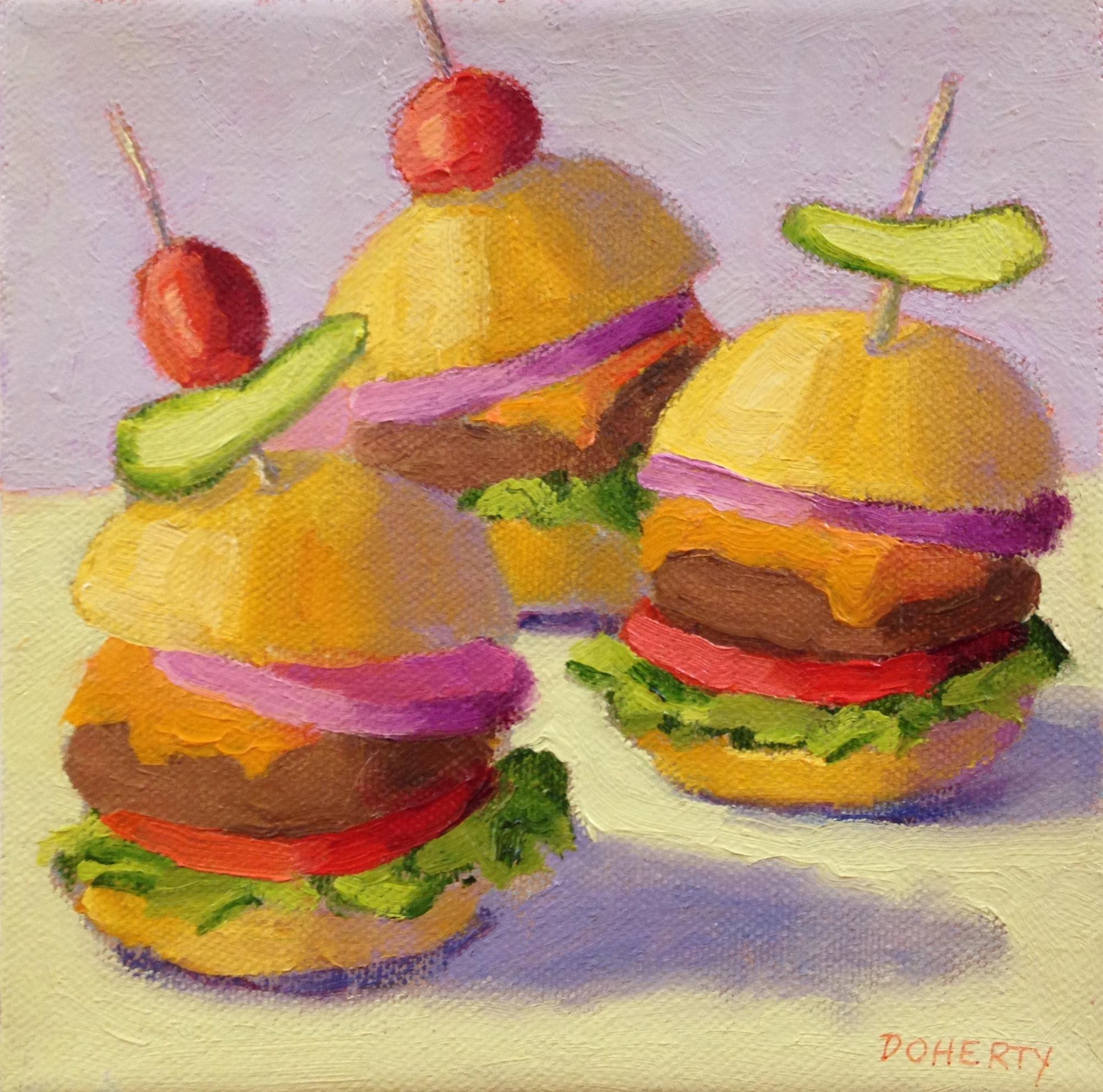 Pat Doherty Still-Life Painting - Sliders, Oil Painting