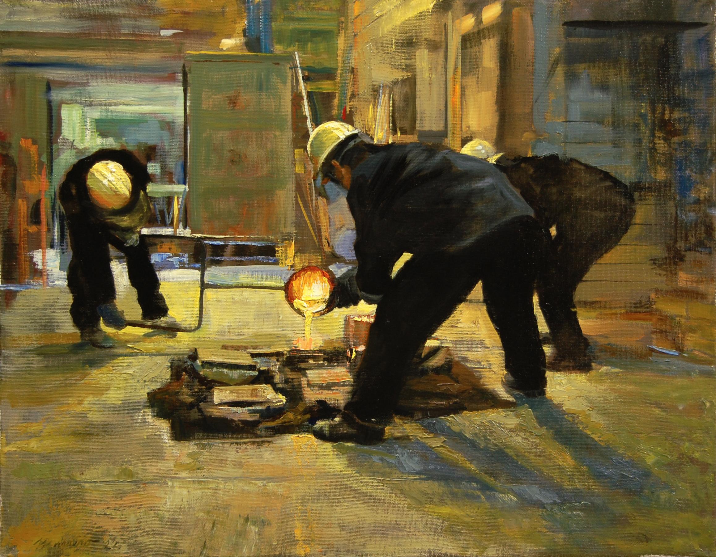 Primo versamento, Pittura a olio
